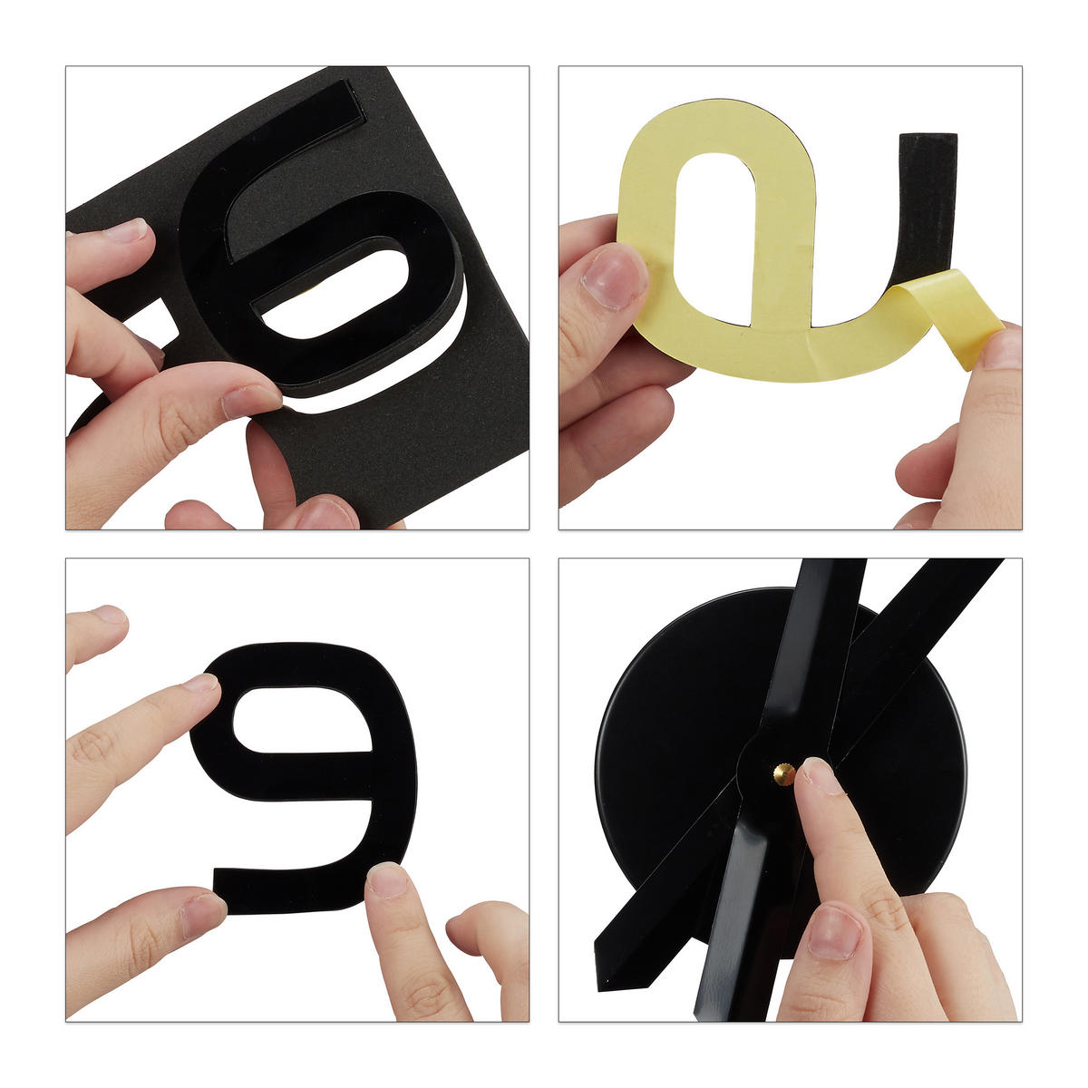 WANDUHR - Schwarz, Kunststoff/Textil (10/39/3.5cm) - Relaxdays