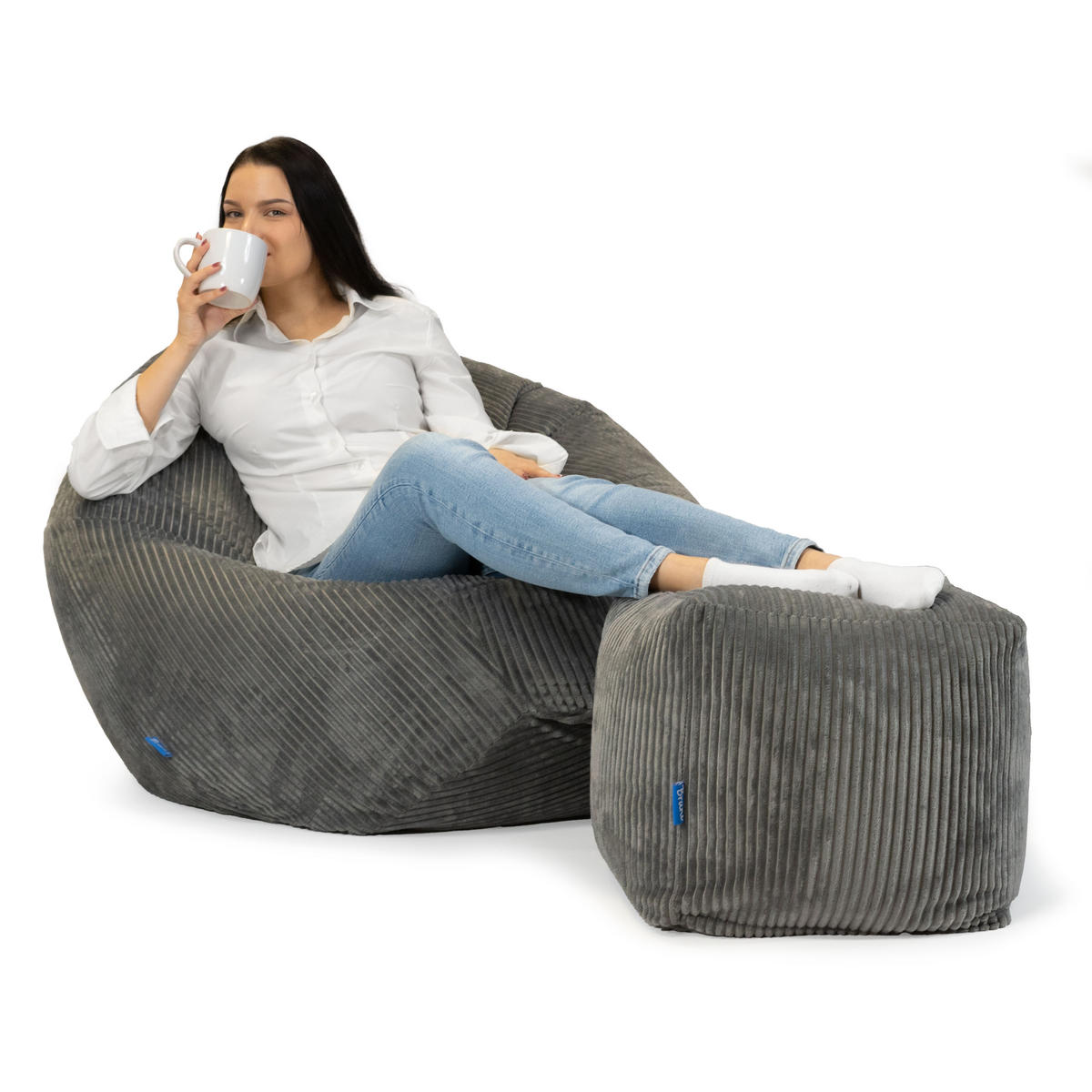 SITZWÜRFEL Cubo Cord grau - Grau, Textil (40/40/40cm) - Bruni