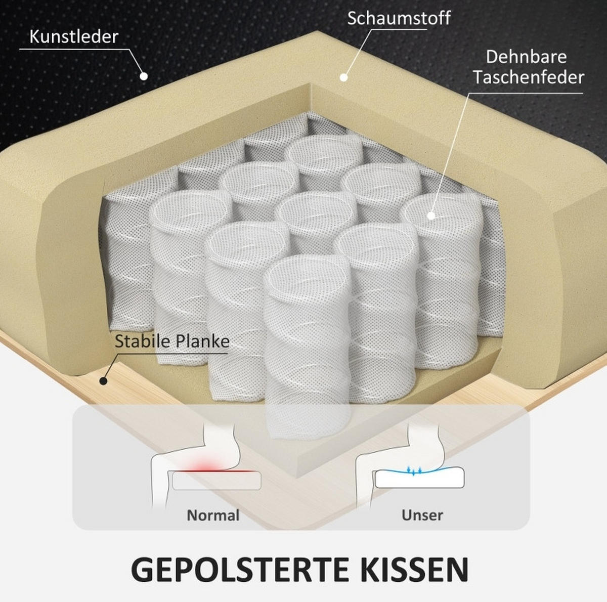 RELAXSESSELSET 86/83/107 cm in Schwarz mit Hocker und Liegefunktion - Schwarz, Kunststoff (83/107/86cm) - Flora Grace