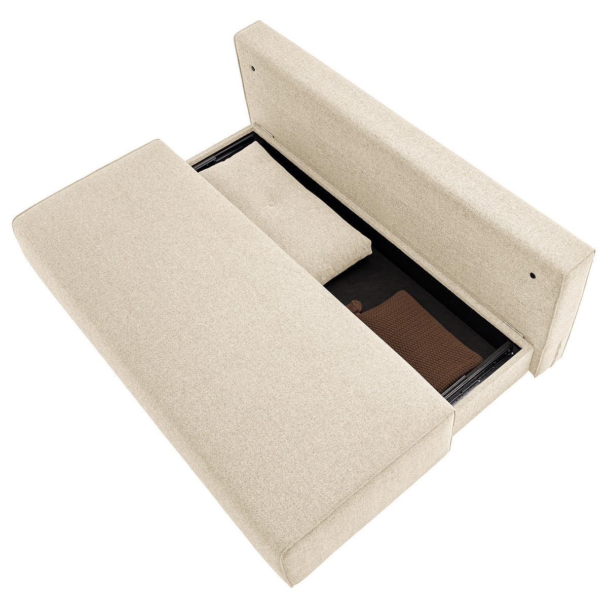 SCHLAFSOFA - Webstoff - Beige/Braun, Holz/Textil (200/86/102cm) - home24