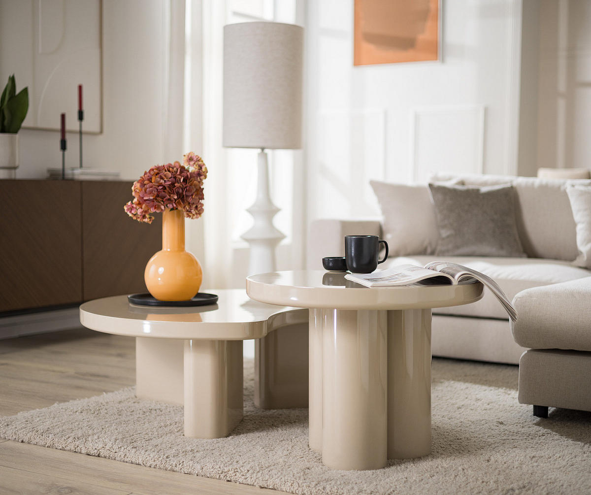 COUCHTISCH - Creme, Holzwerkstoff (90/90/34cm) - home24