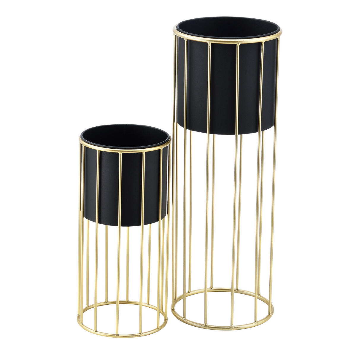 PFLANZENSTÄNDER-SET 2 TLG. Mortsel - Goldfarben/Schwarz, Metall (25/70/25cm) - [en.casa]