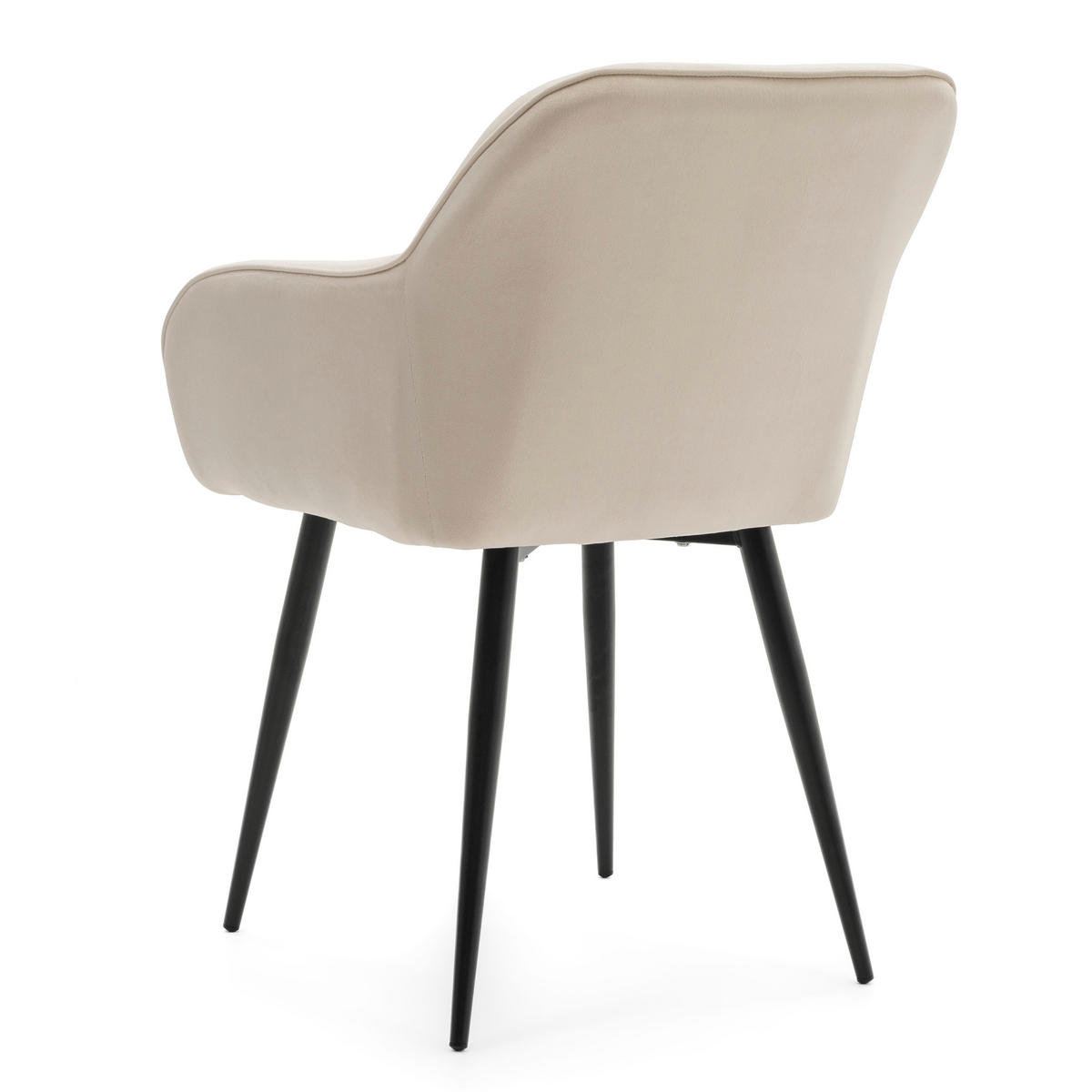 STUHL LAGO gespolsterter mit Steppung - beige - Samt Velours - Beige/Schwarz, Textil/Metall (58/85/60cm) - NEW HOME