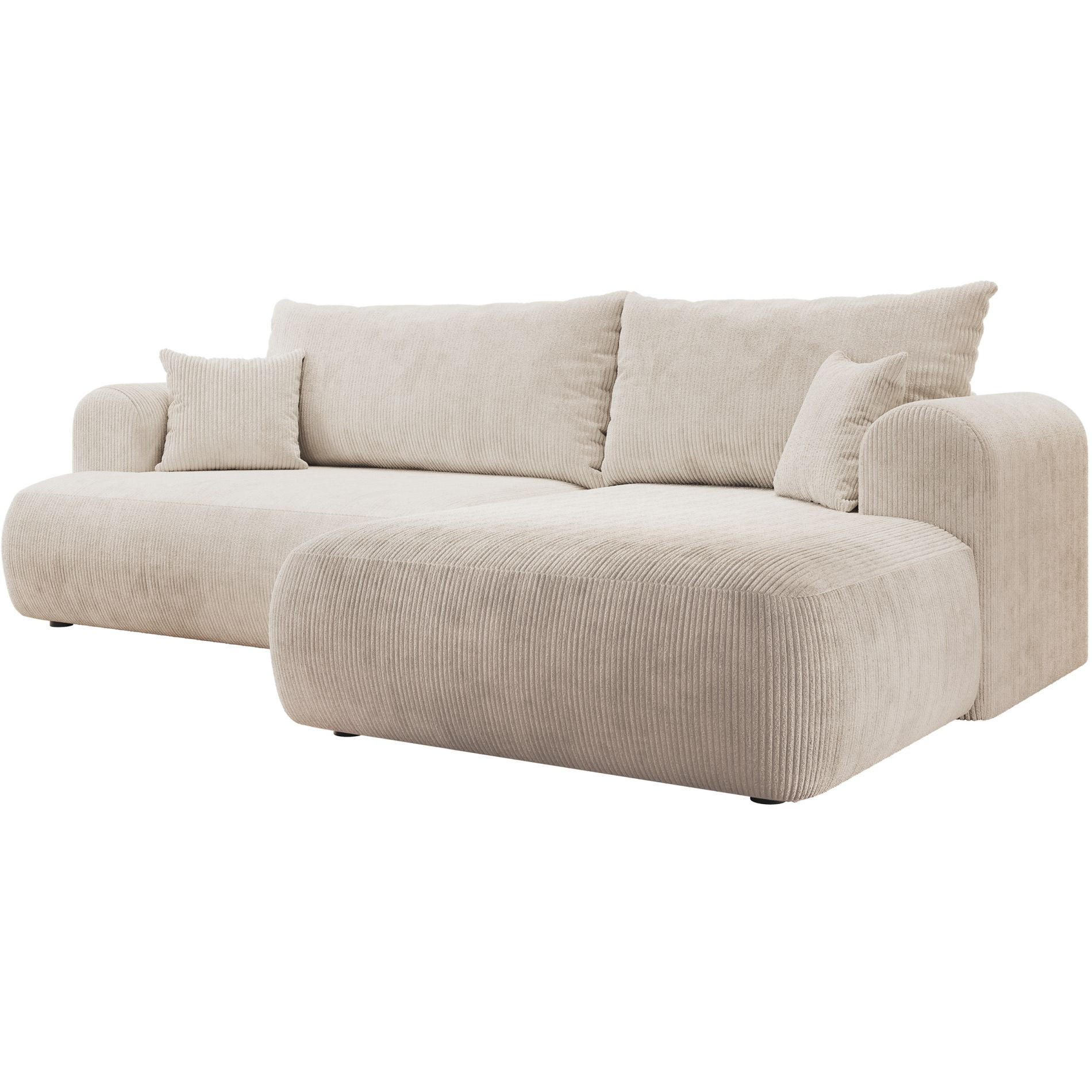 ECKSOFA Ovo Cord mit Cordbezug Hellbeige, rechts - Ecru/Schwarz, Textil (260/165cm) - Selsey