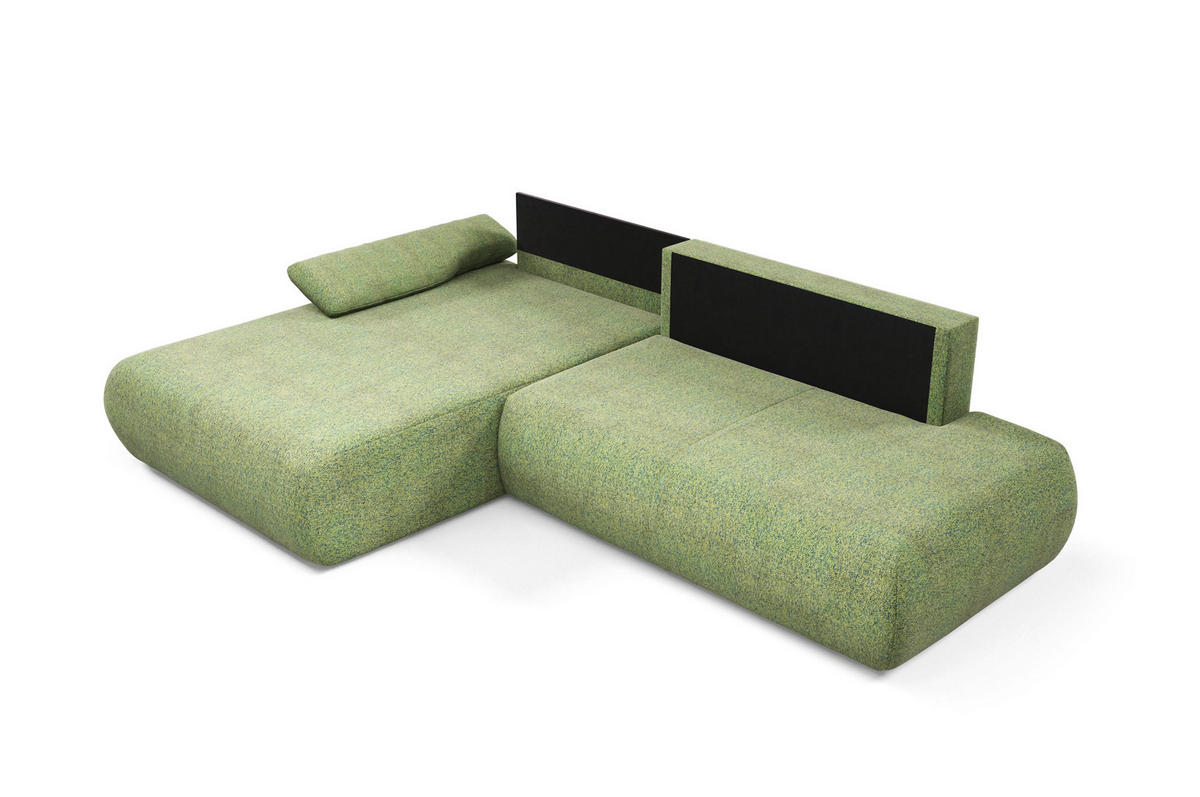 ECKSOFA DELTA L-S Grün Geflochtener Stoff mit Schlaffunktion - Grün, Holz (286/173.5cm) - MASSENO