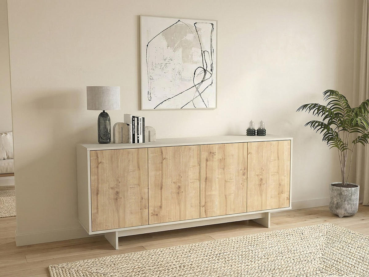 SIDEBOARD - 180 cm x 40 cm - holz - beige, naturfarben hell Zefyna - Beige/Naturfarben, Holz (180/78.8/40cm) - Vente-Unique