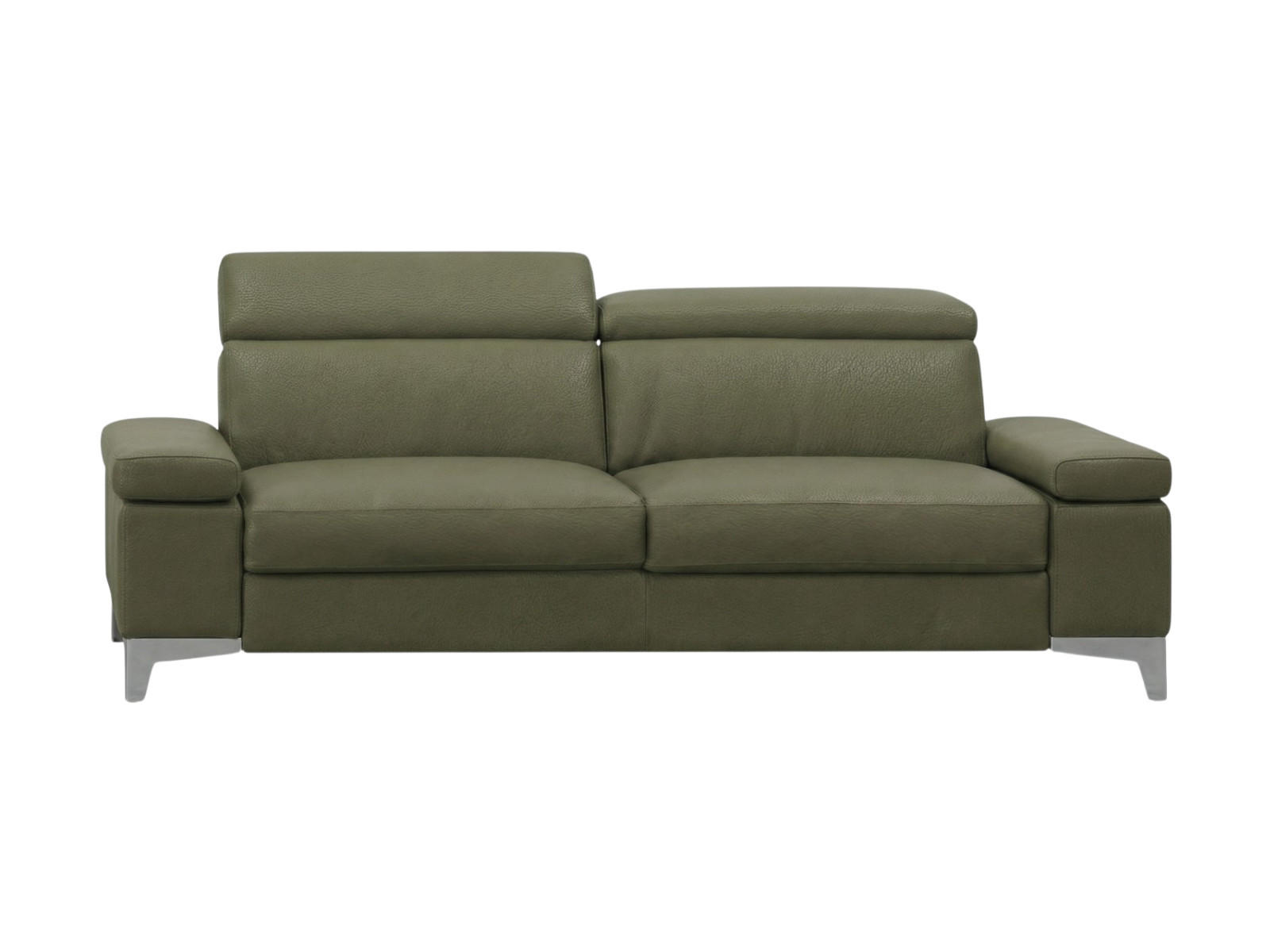 3-SITZER Sofa Talisman Echtleder Olivgrün - Olivgrün, Leder/Metall (216/80/100cm)