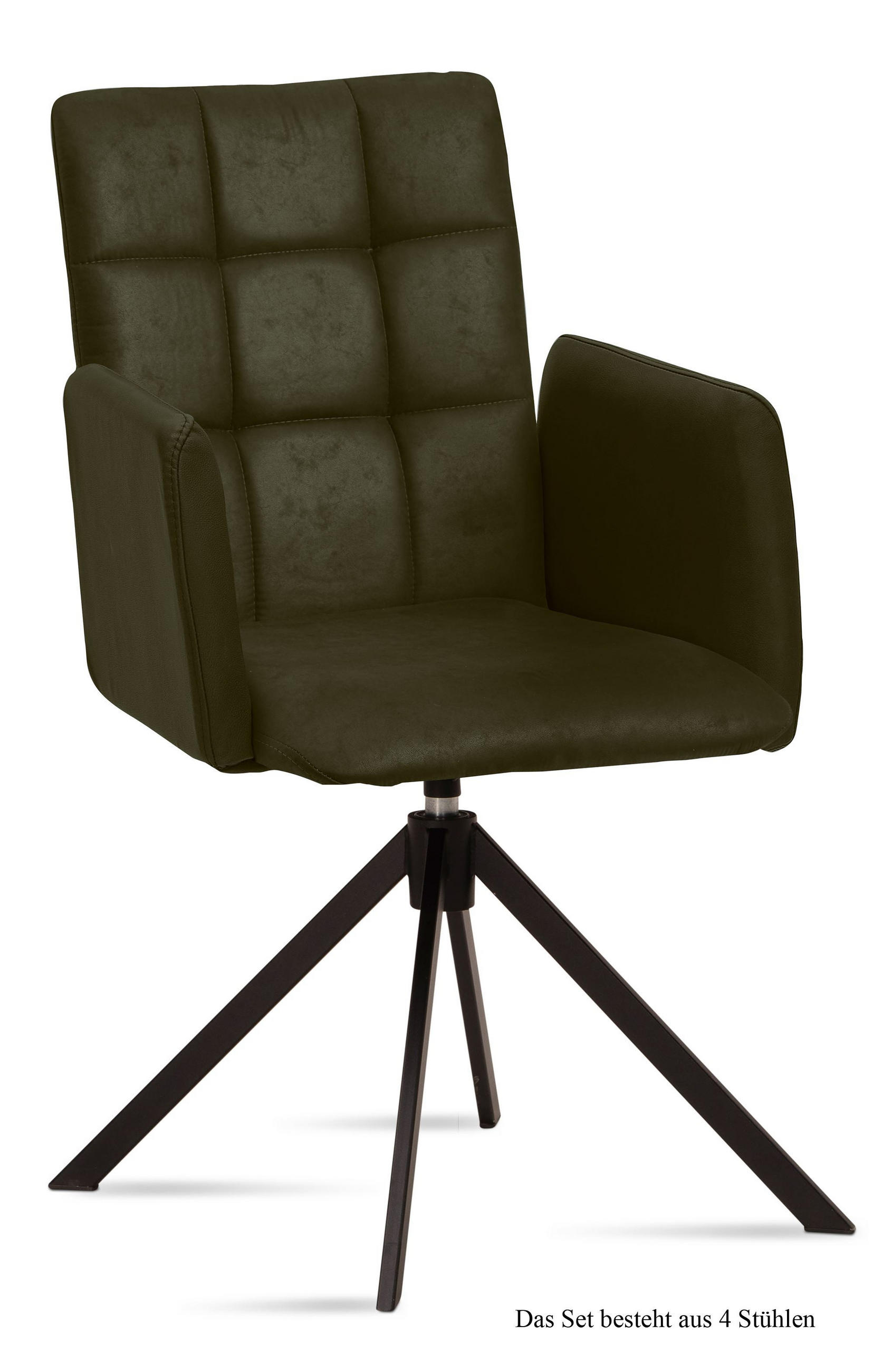 ARMLEHNSTUHL drehbar (4er-Set) Deeann 52x91x60 Schwarz/Khaki - Dunkelgrün/Schwarz, Kunststoff (60/91/52cm) - 58aufmkessel
