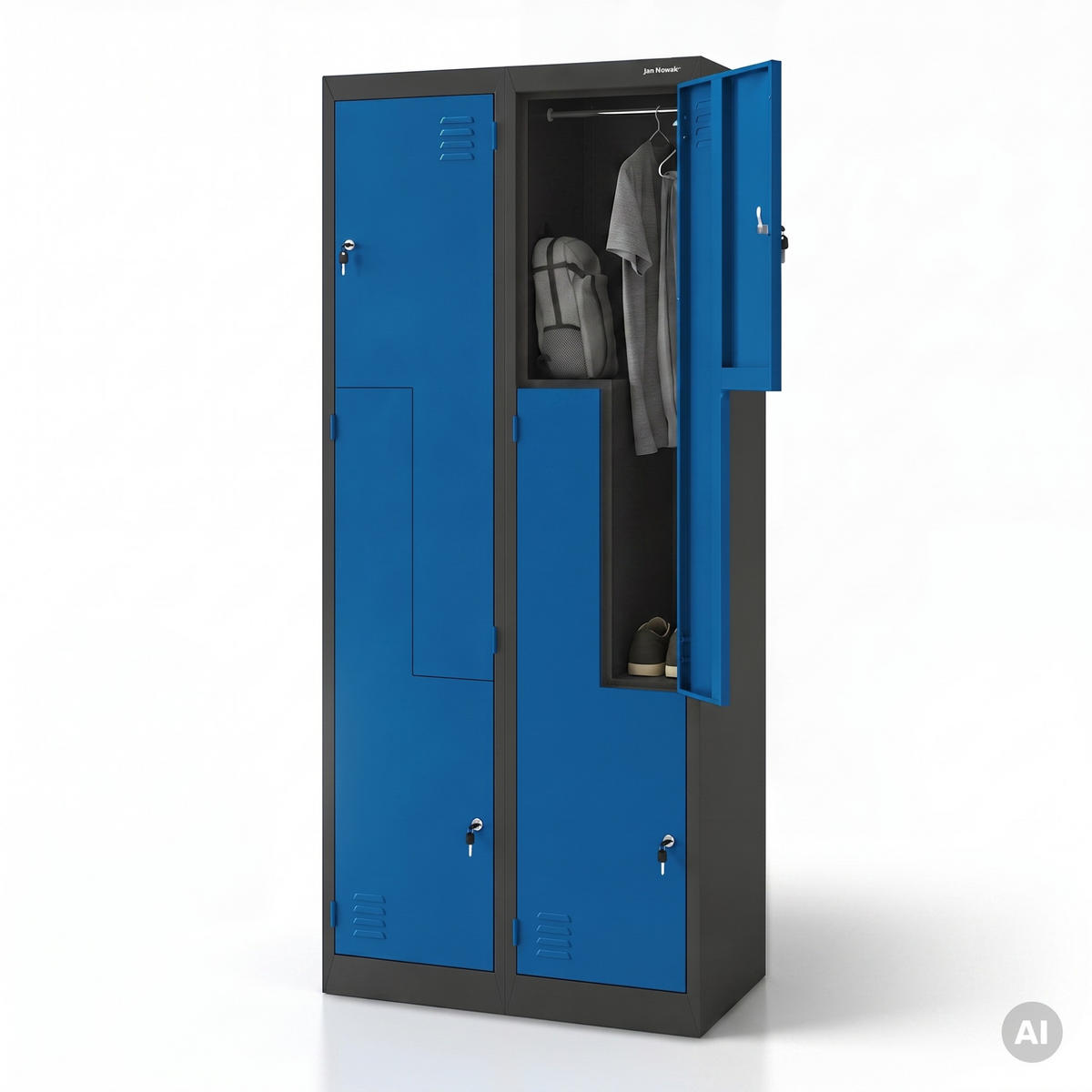 KLEIDERSCHRANK JULIA 185x80x45 cm - Blau/Anthrazit, Metall (80/185/45cm) - Jan Nowak