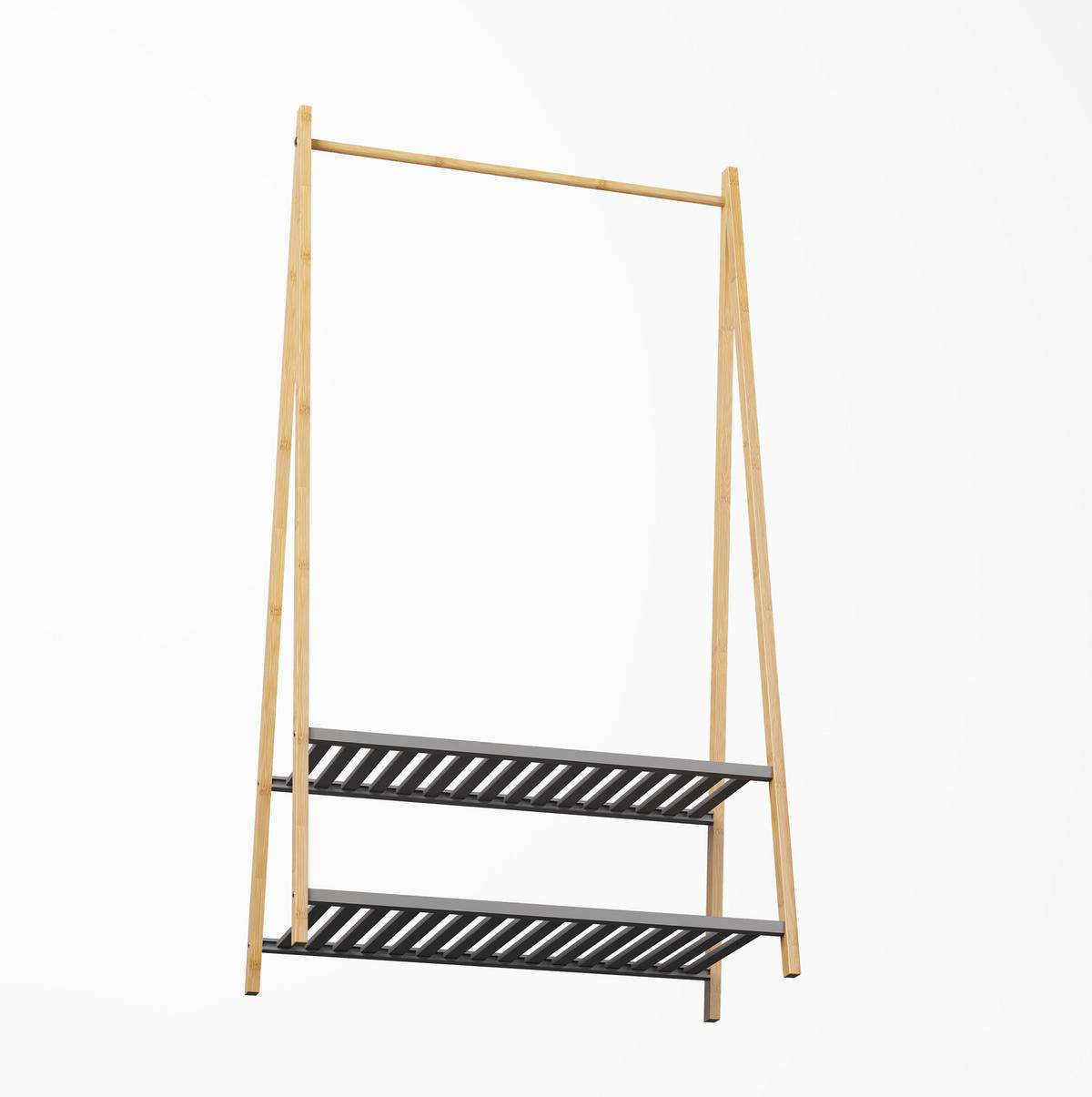 HOCHSCHRANK mit 2 offenen Fächern und Türen Bambus Natur - Braun, Holzwerkstoff (40/150/80cm) - Beauniv
