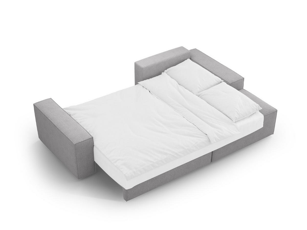 ECKSOFA ausklappbar rechts mit Container Jodie aus Boucle hellgrau 3 Sitzplätze - Hellgrau, Textil (151/246cm) - Micadoni