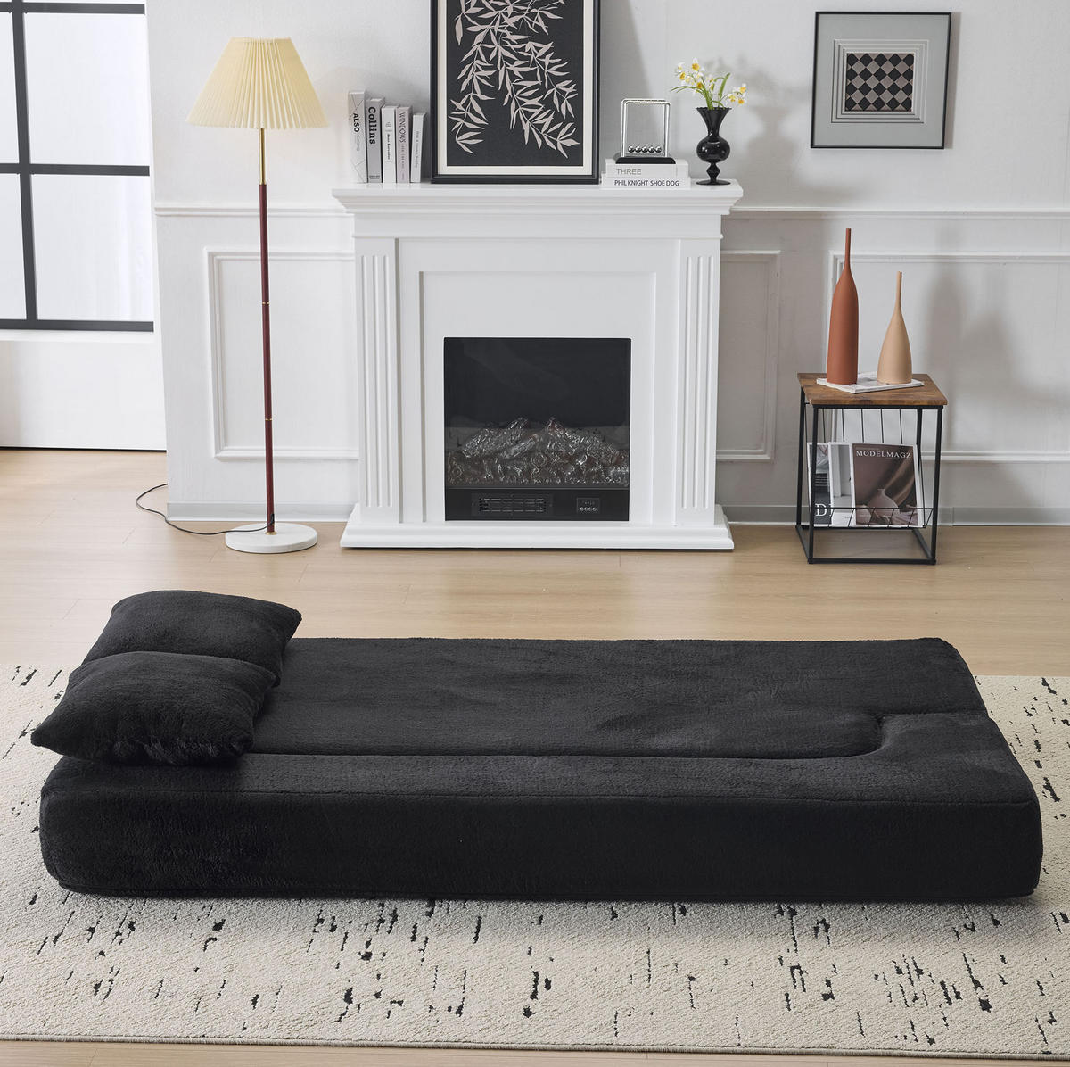 SOFA klappbar 2-in-1 Zweisitzer Schwarz - Schwarz, Kunststoff (52/48/190cm) - Meubliv