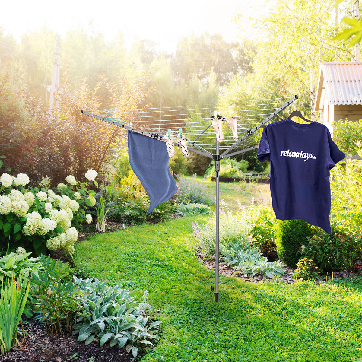 WÄSCHESPINNE - Silberfarben, Kunststoff/Metall (242/184/242cm) - Relaxdays