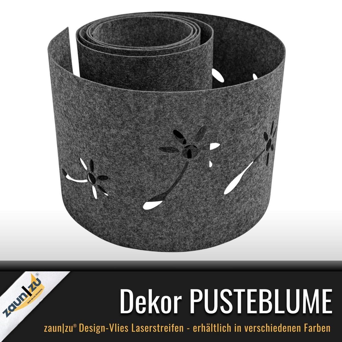 SICHTSCHUTZSTREIFEN Design Vlies Dekor Pusteblume Einzelstreifen Schwarzgrau 2,55m - Schwarz, Kunststoff (260/19cm) - ZAUN|ZU