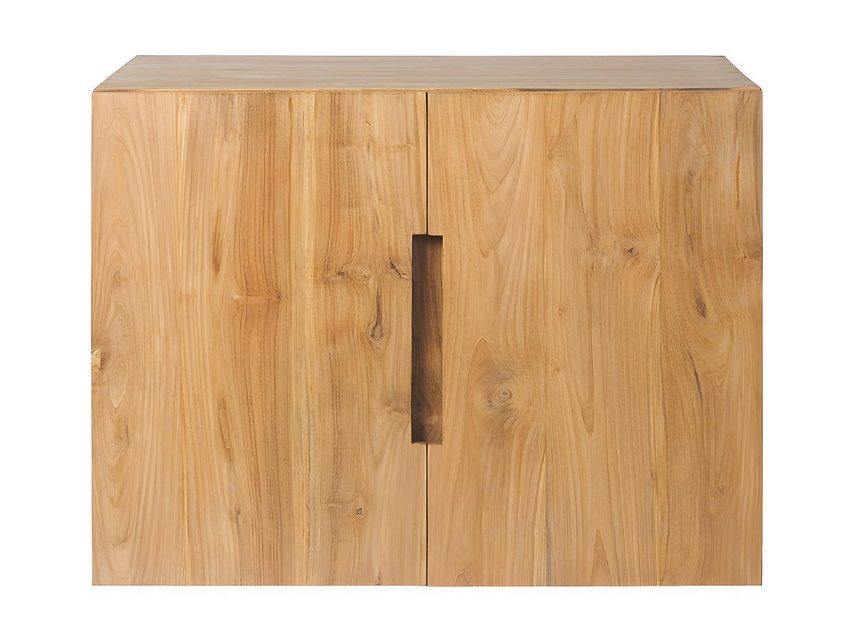 EINZELWASCHTISCH - 80 cm x 55 cm - Keramik, Holz, Platte - Naturfarben Hell - SAWAN - Naturfarben, Keramik/Holz (80/60/55cm) - Vente-Unique