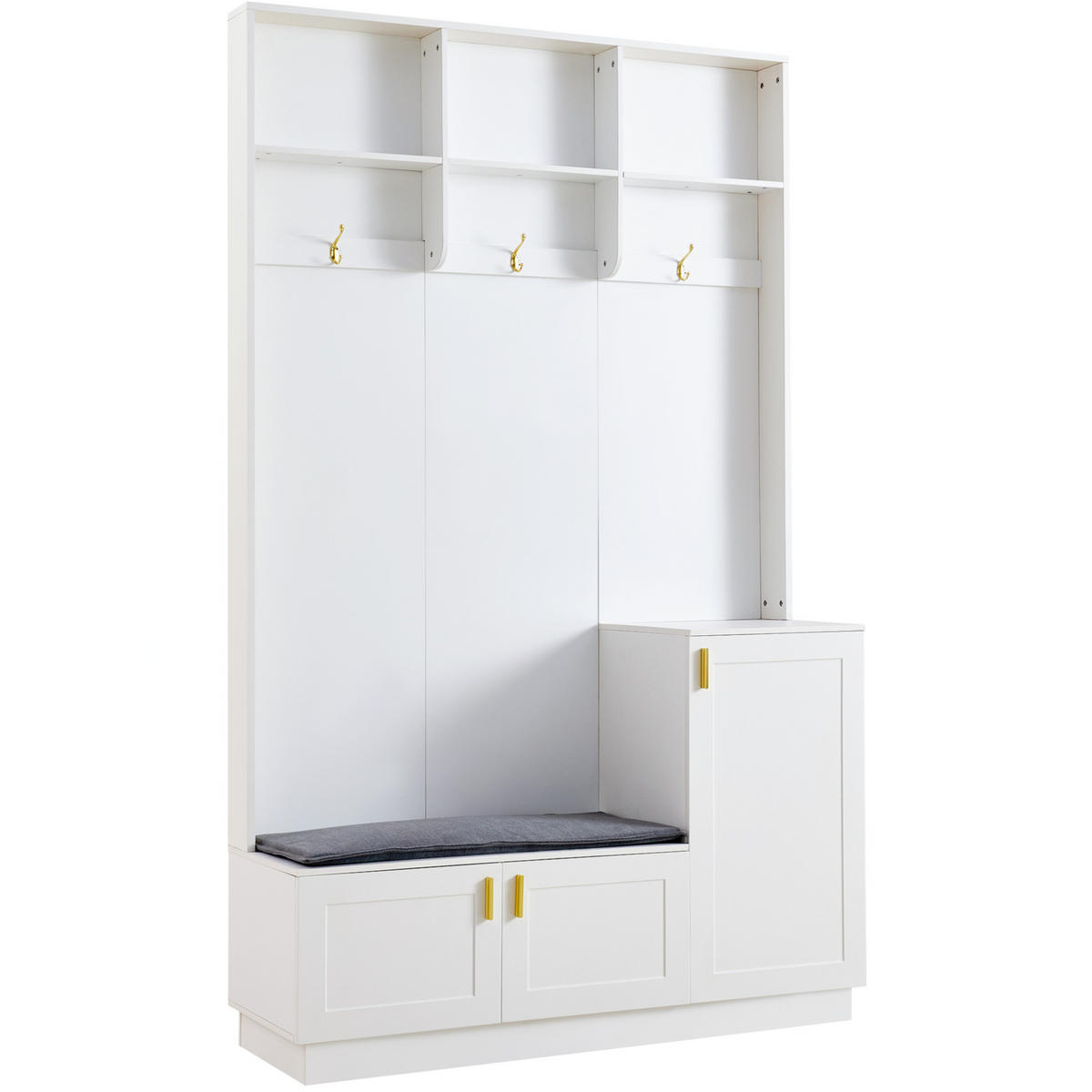 GARDEROBE mit Sitzbank und Schuhablage 120 x 40 x 200 cm Weiß - Weiß, Holzwerkstoff (40/200/120cm) - Beauniv