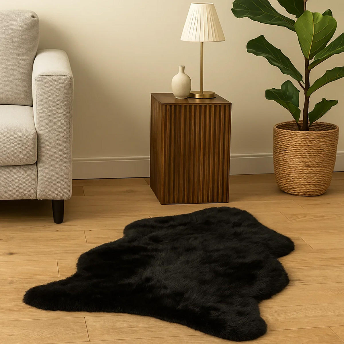 SCHAFFELL Geschoren Natur Dunkelgrau ca. 120 cm - Dunkelgrau, Fell (65/120cm) - Provellus