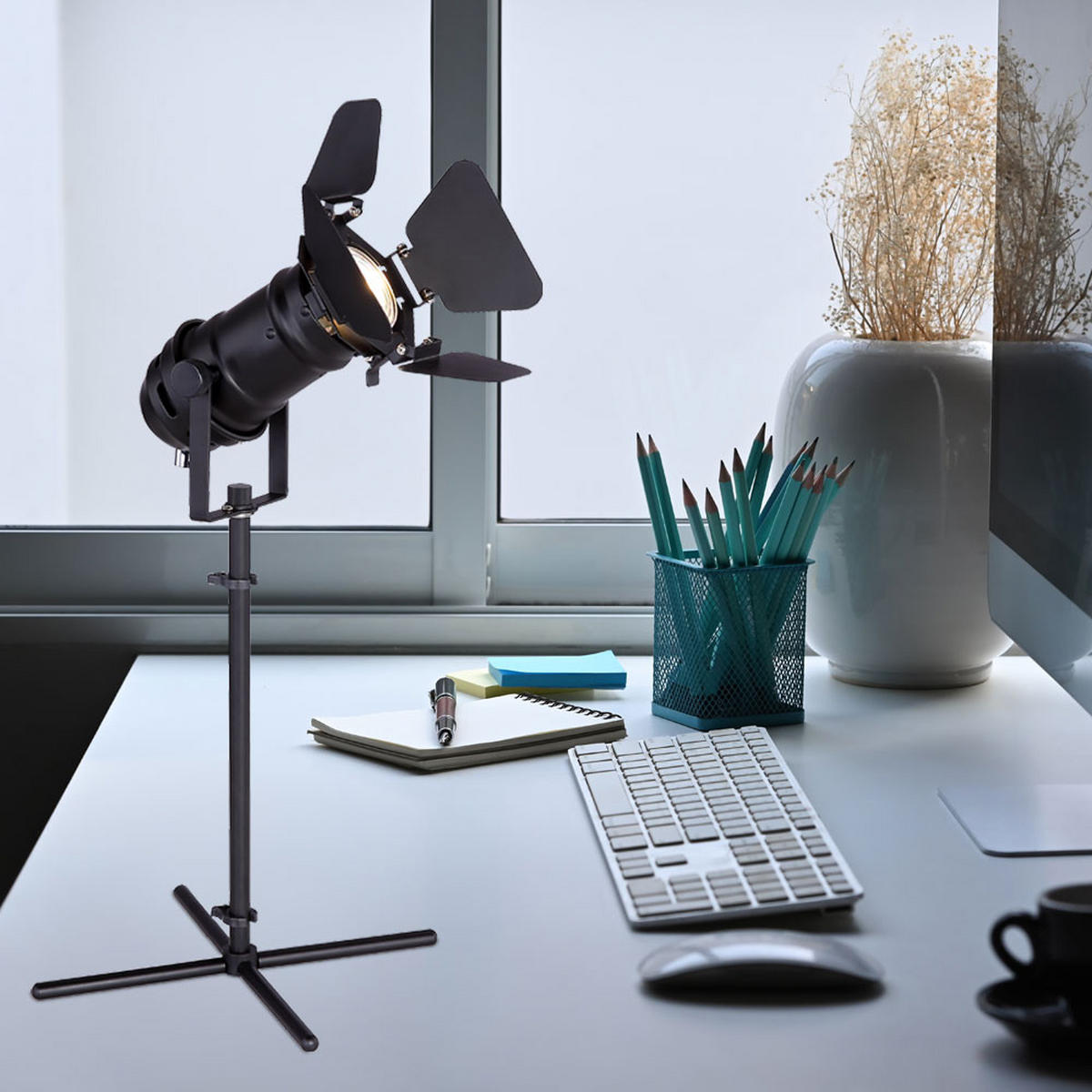 LED TISCHLEUCHTE Kunststoff Weiß - Weiß, Metall (27.5/24/48.5cm) - Globo Lighting