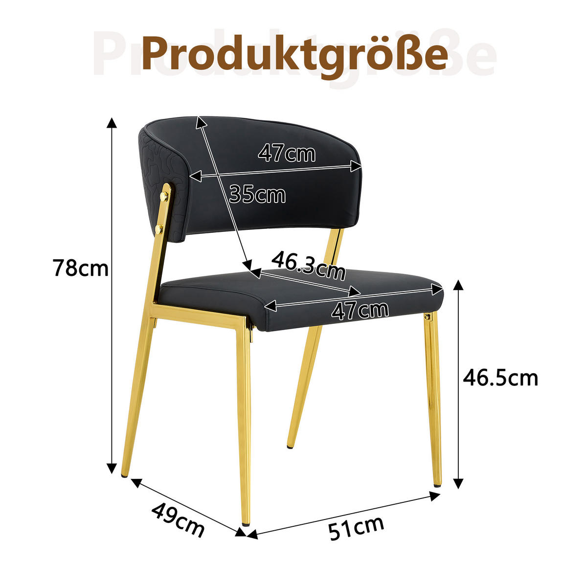 STUHL-SET DE-36685 2 Stück mit Kunstlederbezug und Metallgestell Schwarz - Schwarz, Metall (49/78/51cm) - ComfortXL