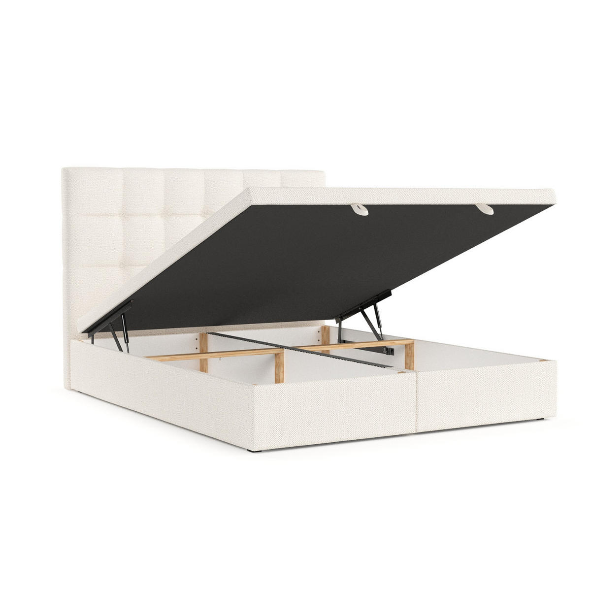 POLSTERBETT Guam mit Stauraum 140/200 cm Creme im Alta Stoff - Creme/Schwarz, Holz/Holzwerkstoff (140/200cm) - AltaBeds