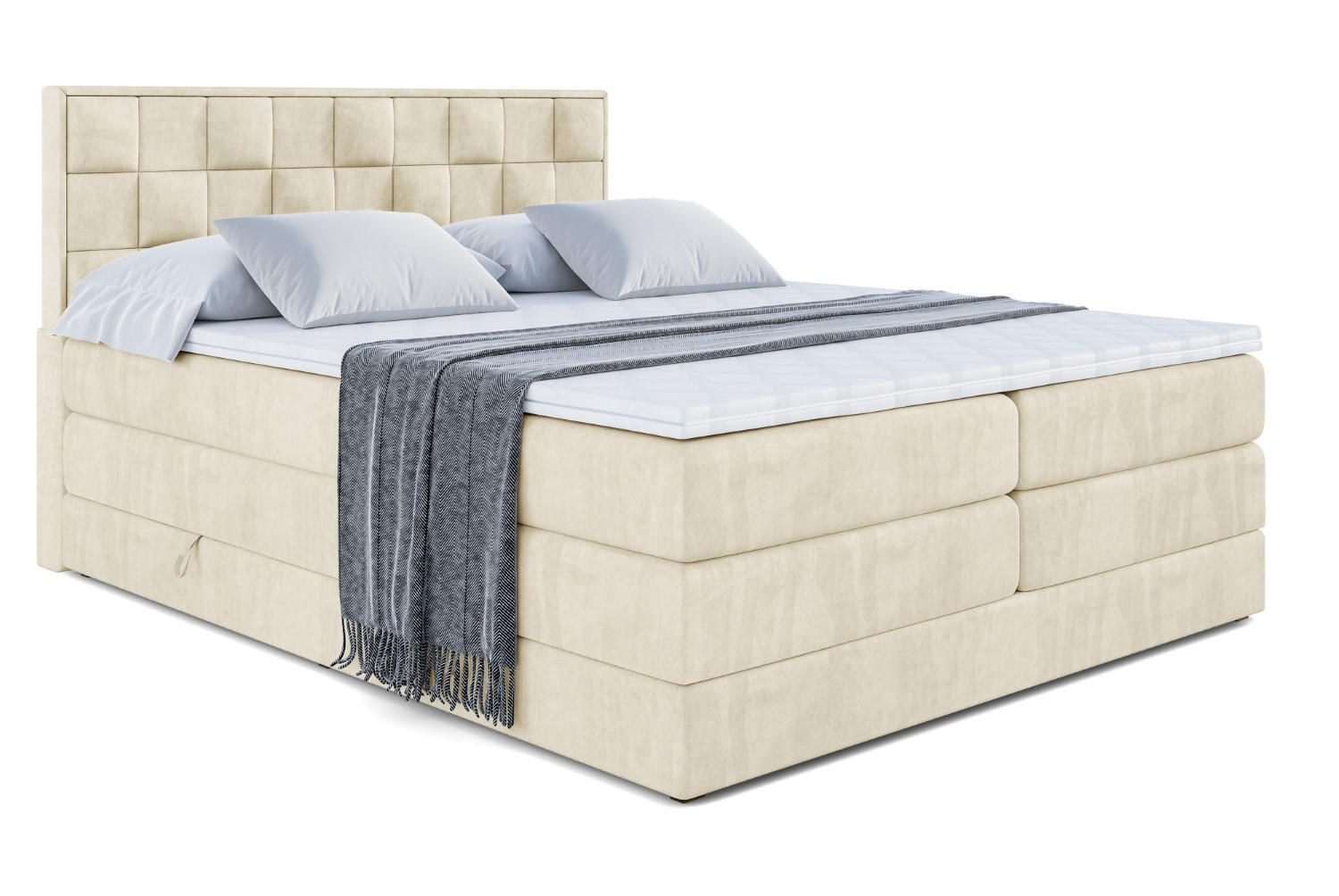 BOXSPRINGBETT ZAFIRA-BZ KING - 160 x 200 - H3/H4 - Beige - Beige, Holzwerkstoff (160/200cm) - ALTDECOR