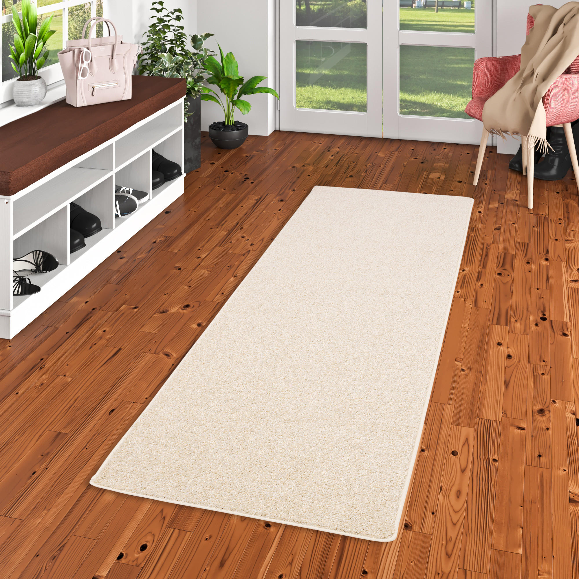 HOCHFLOR VELOURS TEPPICH LÄUFER MONA - Creme, Textil (80/320cm) - Snapstyle