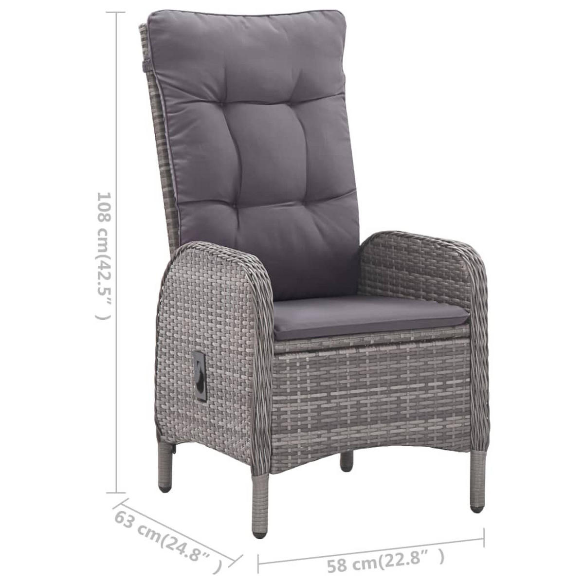 LOUNGEGARNITUR mit Kissen und Bistrotisch, aus Poly Rattan und Akazienholz, in Grau, 3-teiliges Set - Grau, Kunststoff - vidaXL