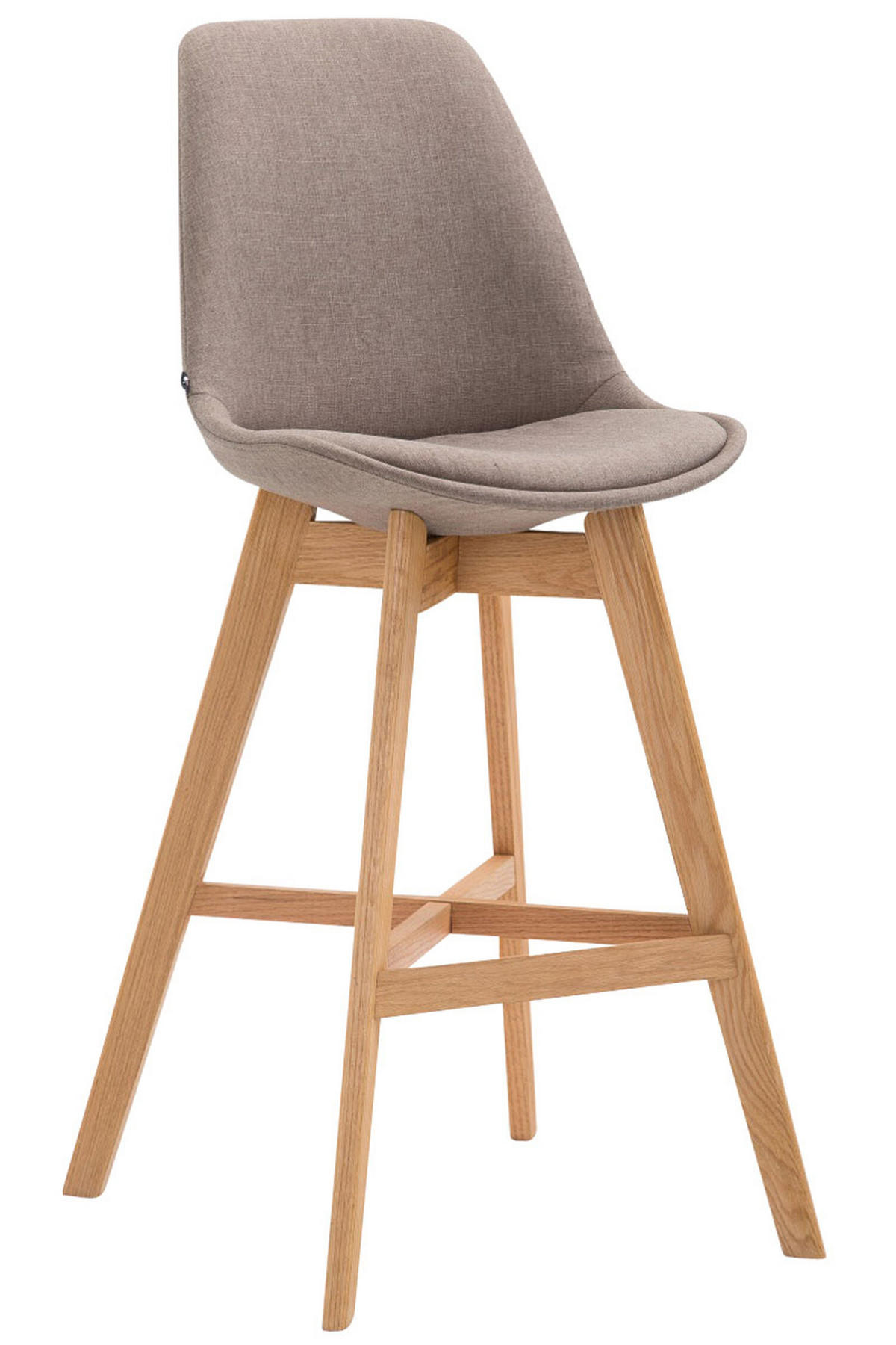 BARHOCKER Canada, Gestell Narura, Stoff Taupe - Taupe/Naturfarben, Holz/Textil (48/100/56cm) - TPFLiving