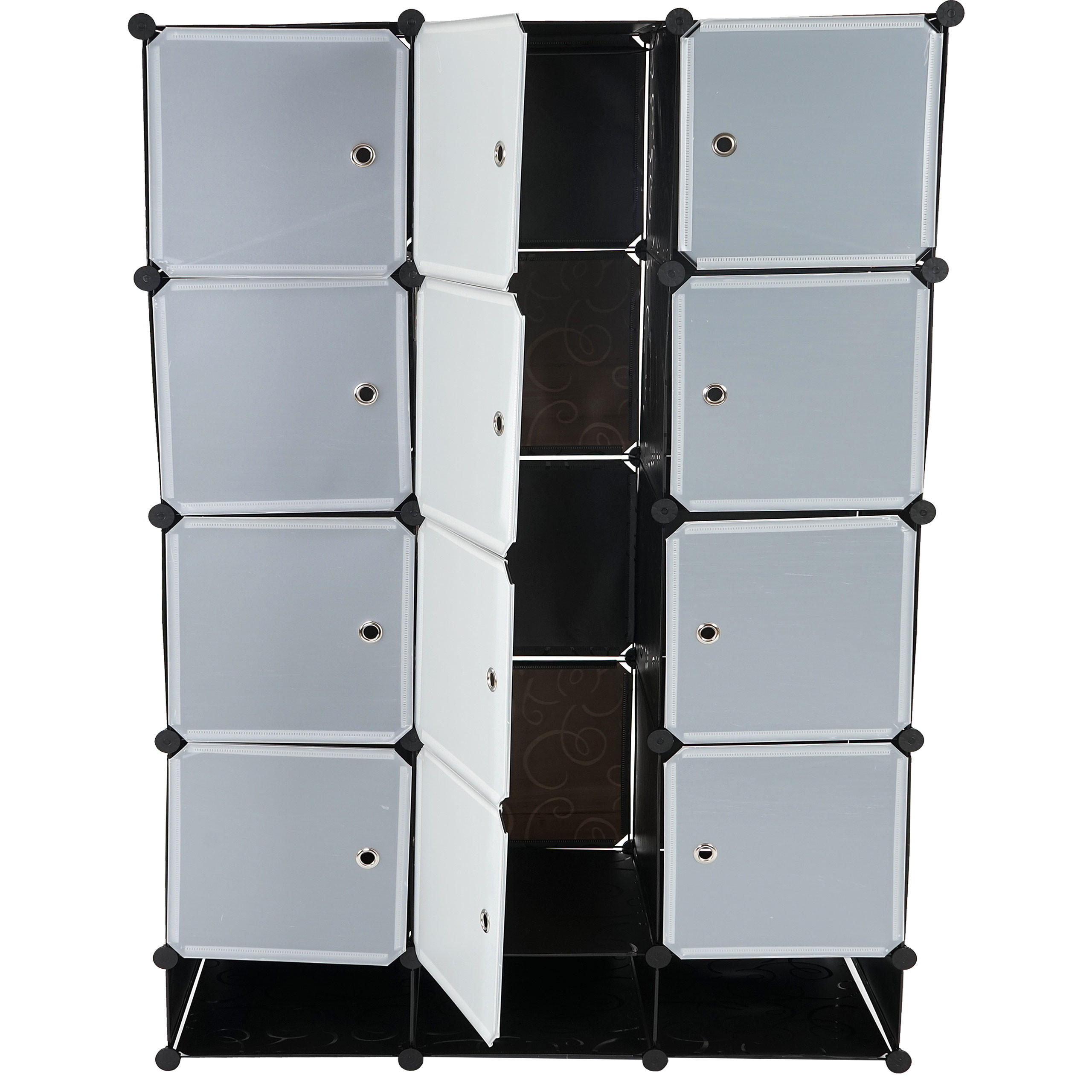 REGALSYSTEM 8 BOXEN Schwarz, Reinweiß - Schwarz/Weiß, Kunststoff (37/37/47cm) - MCW