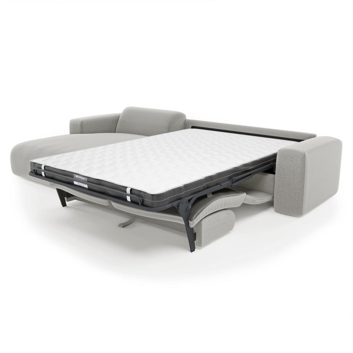 ECKSOFA LINKS SCHLAFSOFA Rastergewebe Hellgrau 280cm - Hellgrau/Grau, Textil (165/280cm) - Sia Home