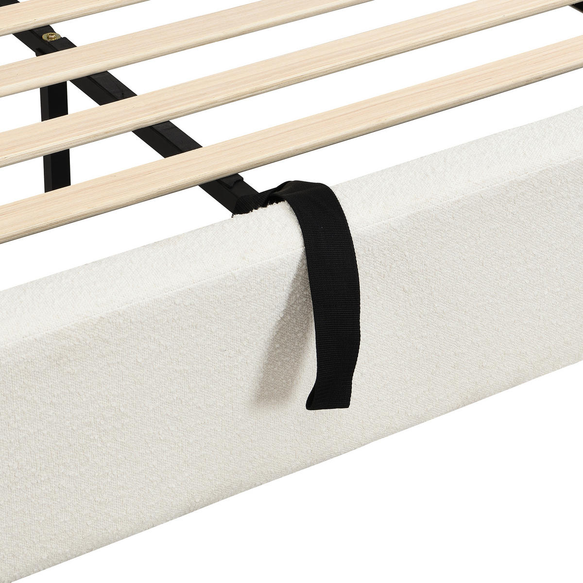 POLSTERBETT 160/200 cm in Beige mit Bettkasten Bouclé - Beige, Holzwerkstoff/Textil (160/200cm) - STILVORA