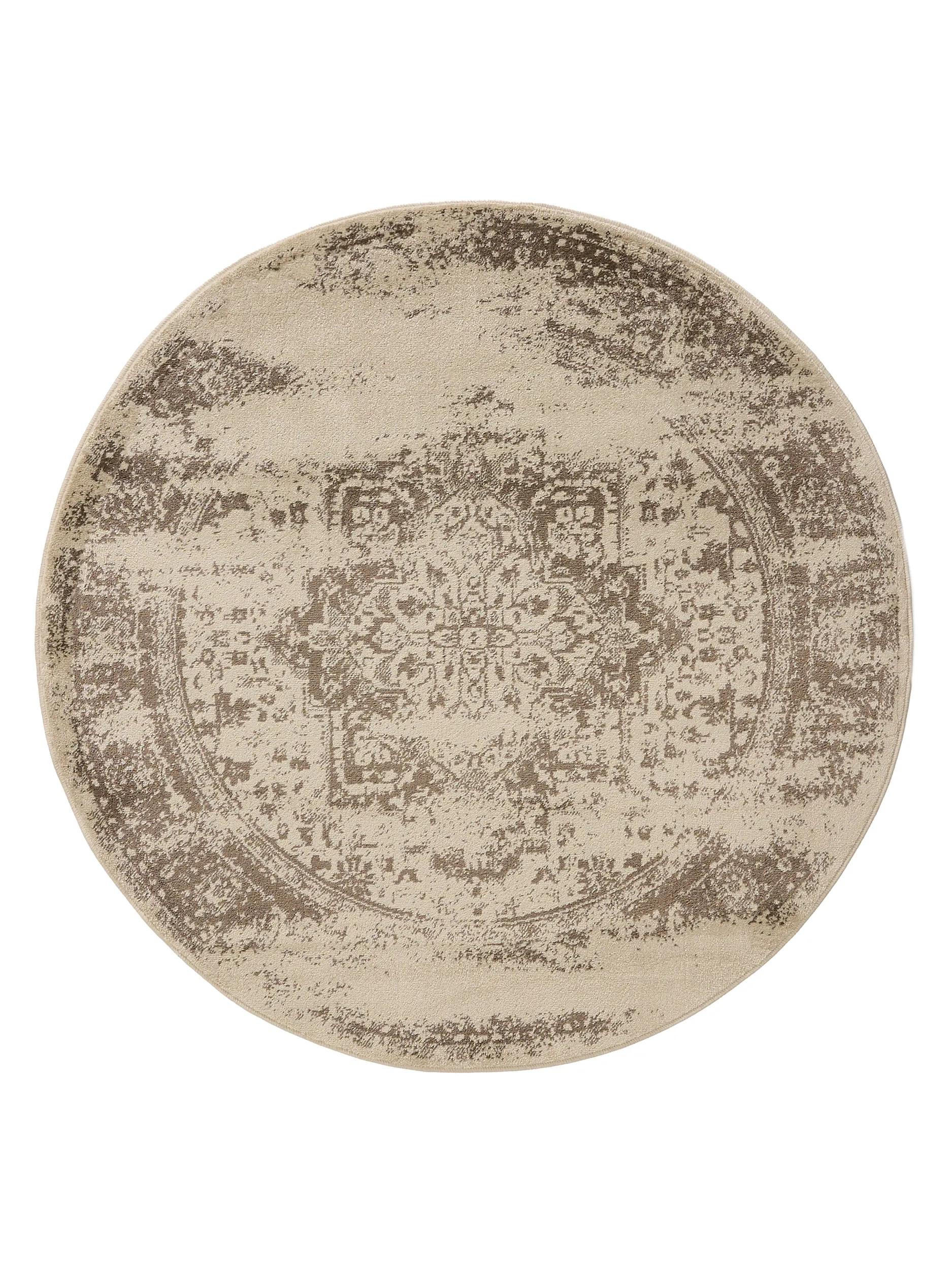 VINTAGE-TEPPICH Suki ø 160 cm rund - Creme/Braun, Kunststoff (160/160cm) - benuta