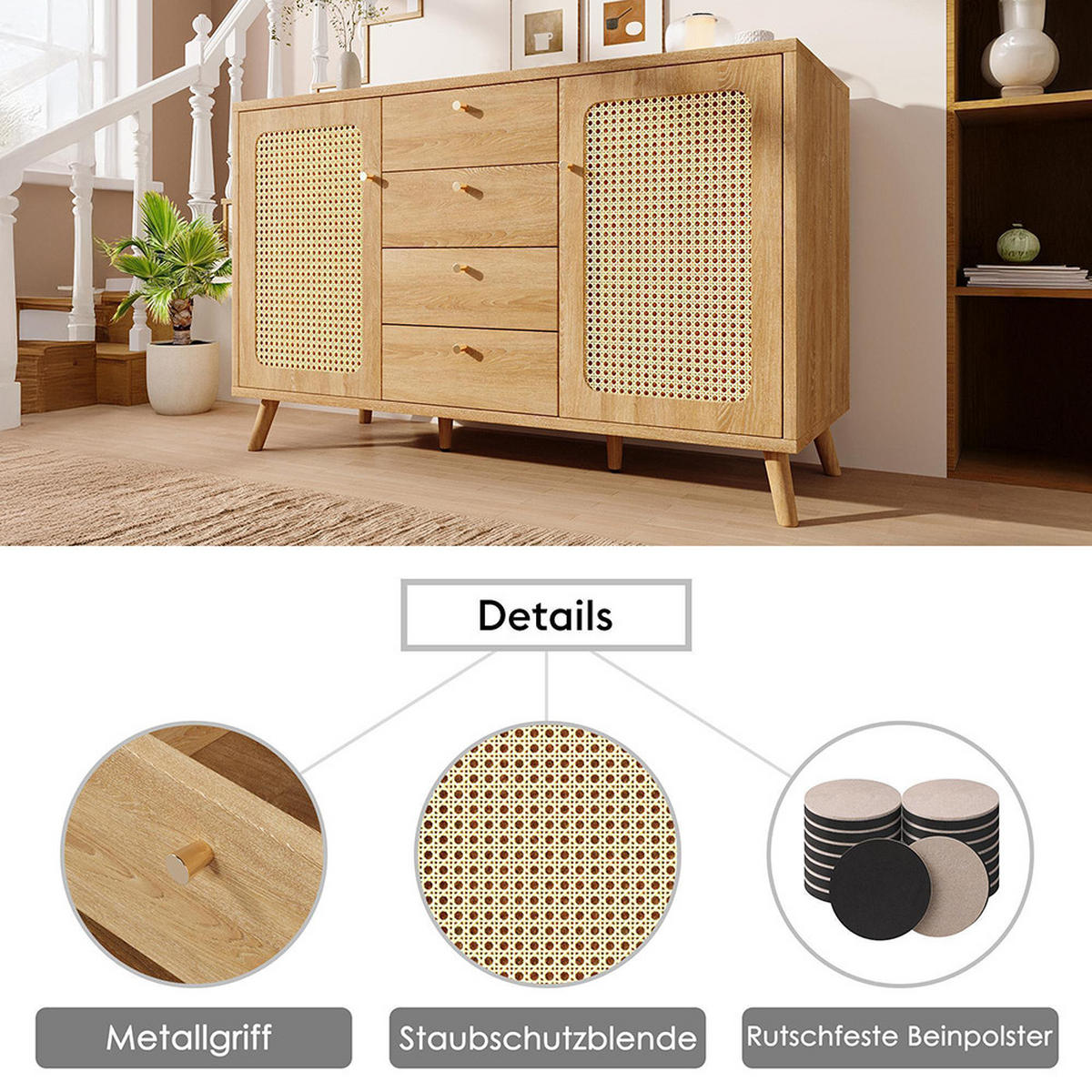 SIDEBOARD 140/40/86cm in Helle Eiche - Eichefarben, Holz (40/86/140cm)