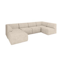 WOHNLANDSCHAFT Ottomane Links MOVO-L 345x180x78 cm Beige Velours - Mokka, Holzwerkstoff/Kunststoff (345/78/180cm) - ALTDECOR