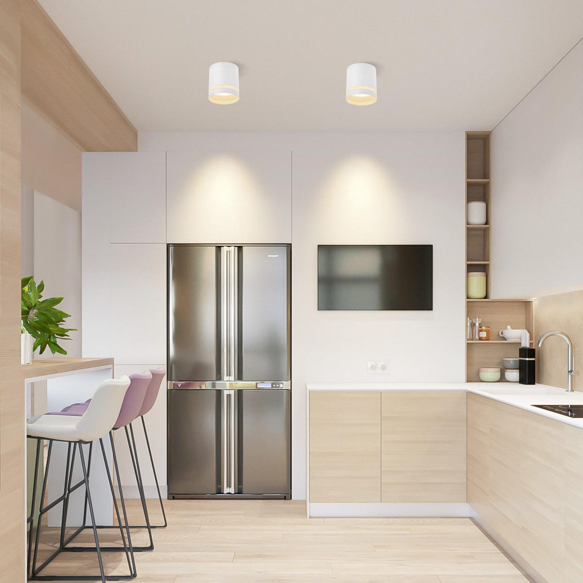 AUFBAUSTRAHLER Achim II 8.5/8.5/9.5cm - Weiß, Metall (8.5/8.5/9.5cm) - Nettlife