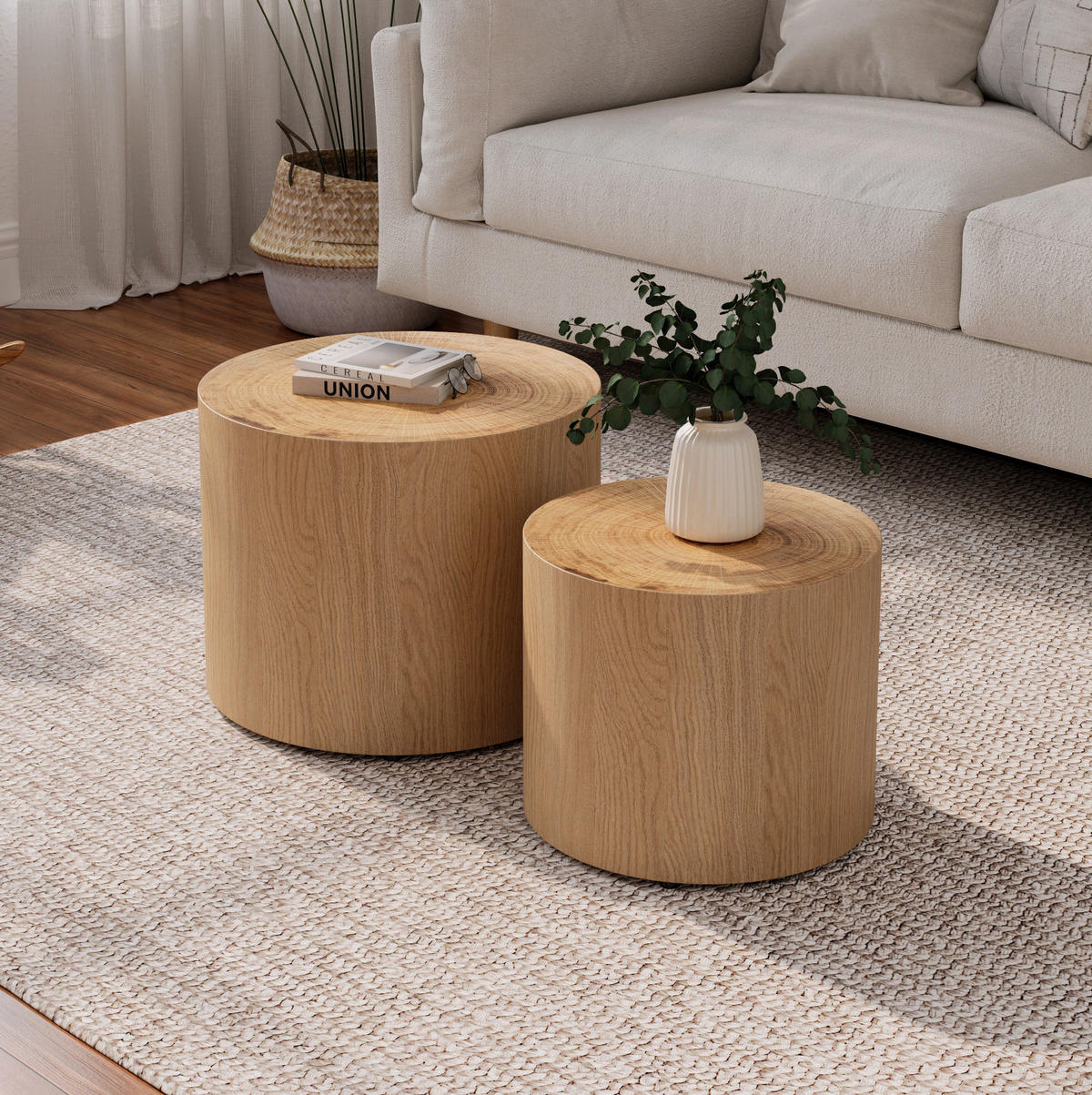 COUCHTISCH-SET 48/48/38 cm Naturholz aus Massivholz und MDF - Naturfarben, Holz (48/48/38cm) - OKWISH