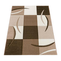 TEPPICH Kurzflor Karo Wohnzimmer schmutzabweisend Braun Rechteckig 300x400 - Braun, Textil (300/400cm) - KADIMA DESIGN