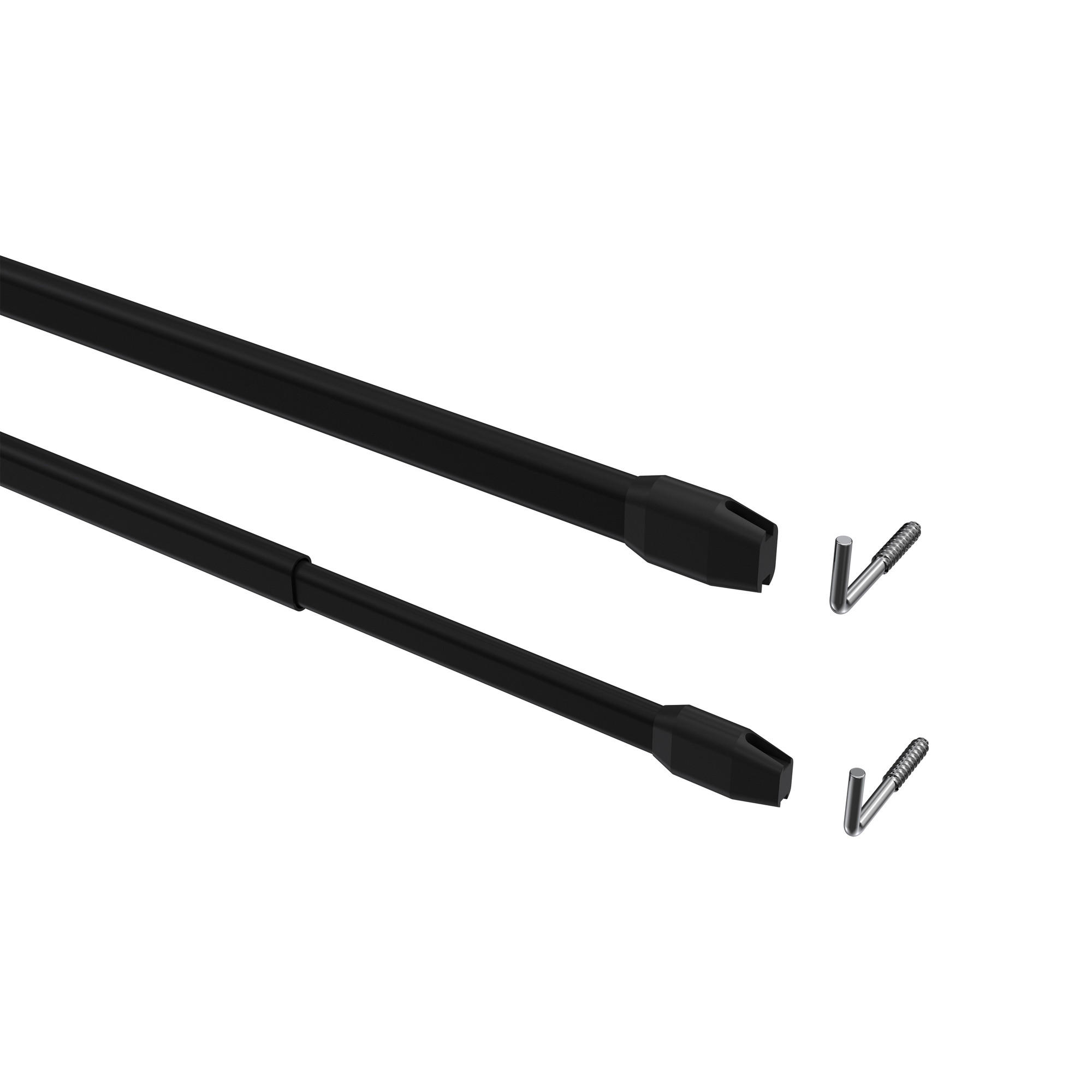 SCHEIBENSTANGEN / VITRAGESTANGEN Geno 50-80 cm, oval, Schwarz, Packung 2 Stück - Schwarz, Kunststoff/Metall (1/1.5/80cm) - INTERDECO