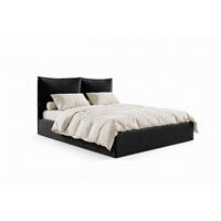 POLSTERBETT Glam Schwarz 120x200 cm, mit Bettkasten und Kopfteil aus Kissen - Schwarz, Holzwerkstoff/Textil (120/200cm) - Bettso