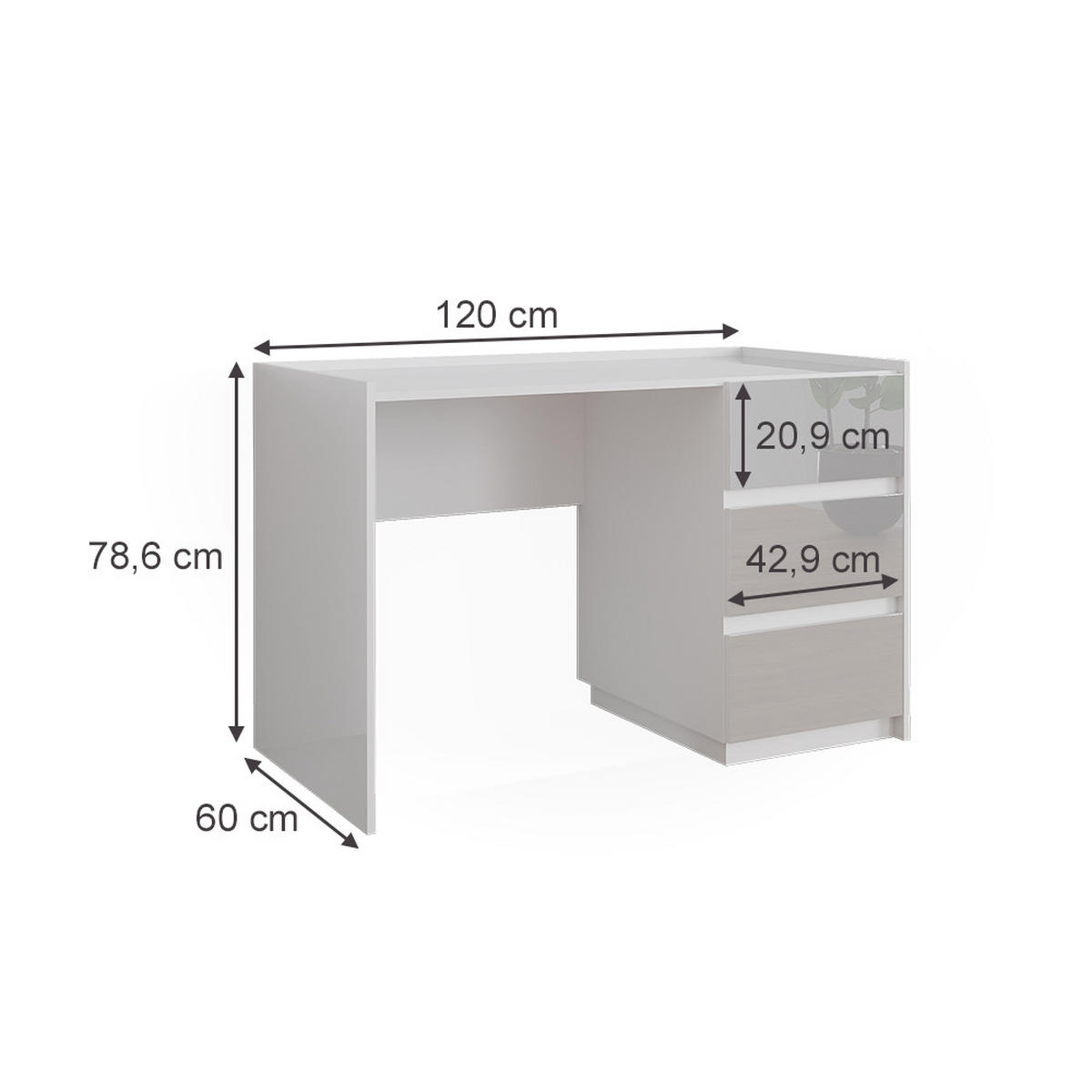 TOALETNÍ STOLEK Marla Bílá vysoký lesk - vysoce lesklá bílá, kompozitní dřevo (120/78.6/60cm) - Vicco