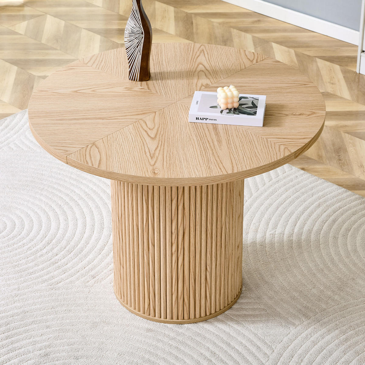 JÍDELNÍ stůl 100/100/76 cm v přírodním dekoru z MDF a kovu s úložným prostorem - přírodní, kompozitní dřevo (100/100/76cm) - OKWISH