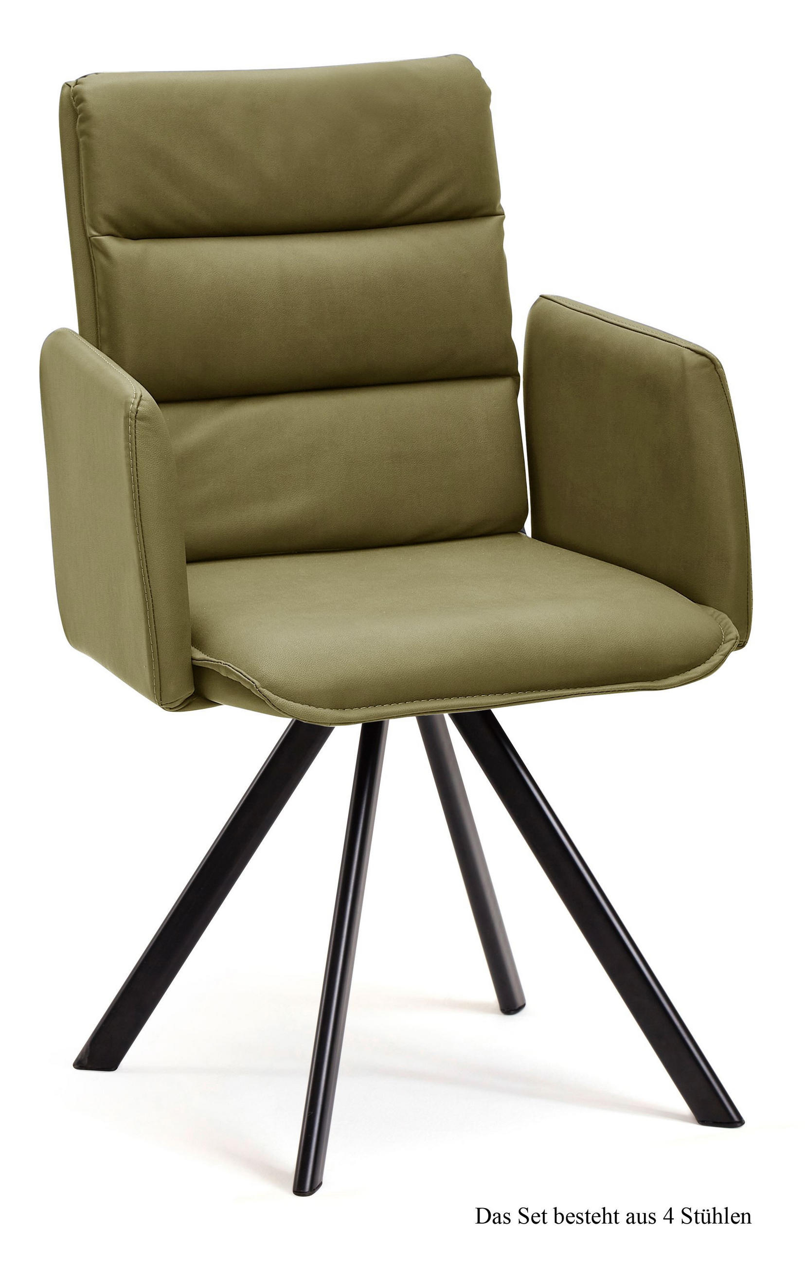 ARMLEHNSTUHL (4er-Set) Debby 52x92x60 Schwarz/Olivgrün - Schwarz/Olivgrün, Kunststoff (60/92/52cm) - 58aufmkessel