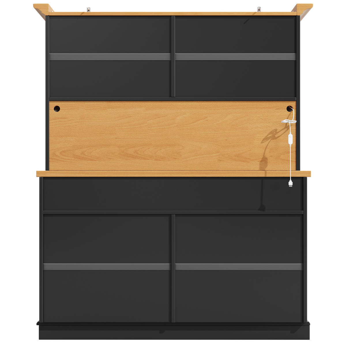 GESCHIRRSCHRANK Schwarz 140/40/180 - Schwarz, Holzwerkstoff (140/180/40cm)