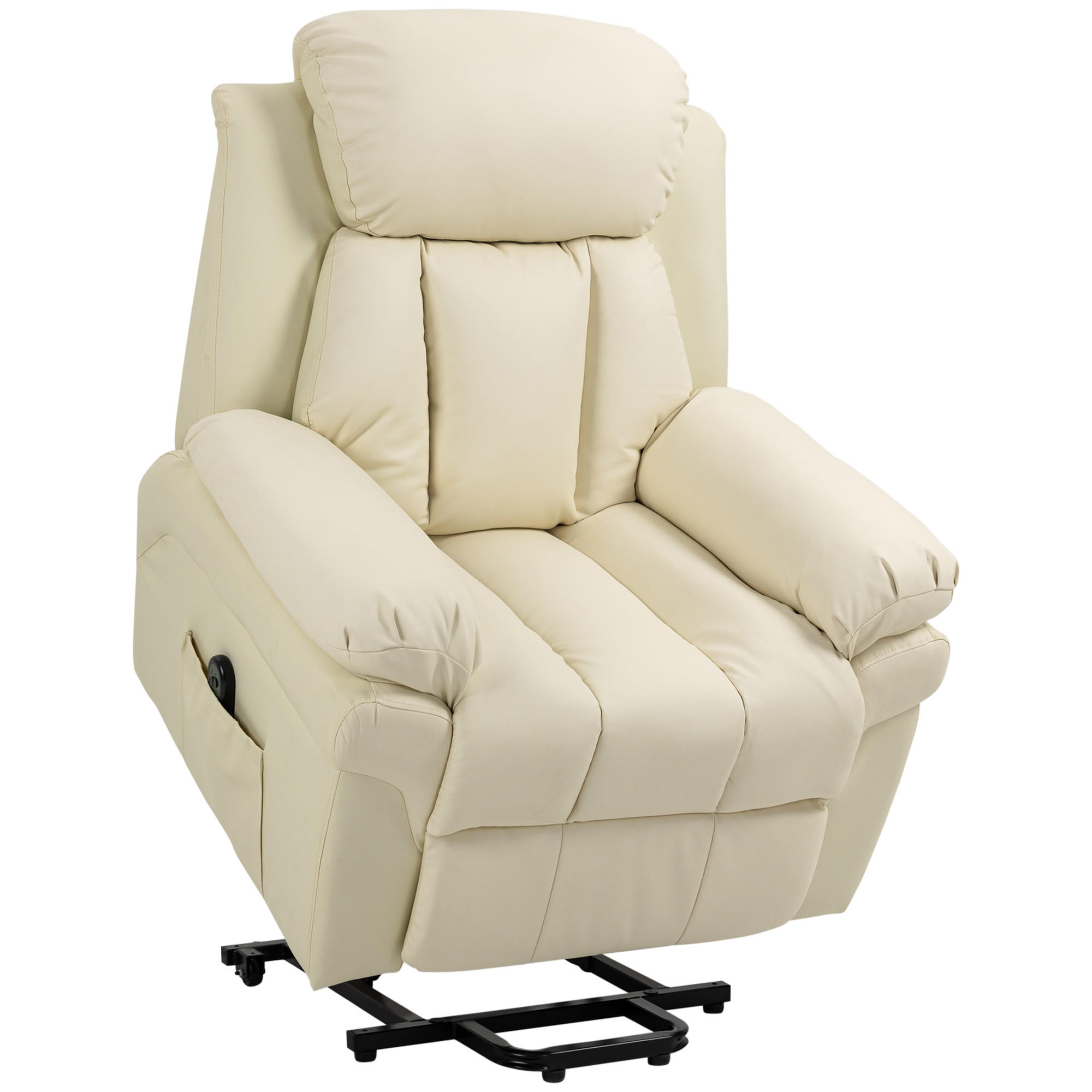 FERNSEHSESSEL mit Aufstehhilfe, Cremeweiß - Creme, Kunststoff (96/105/93cm) - HOMCOM