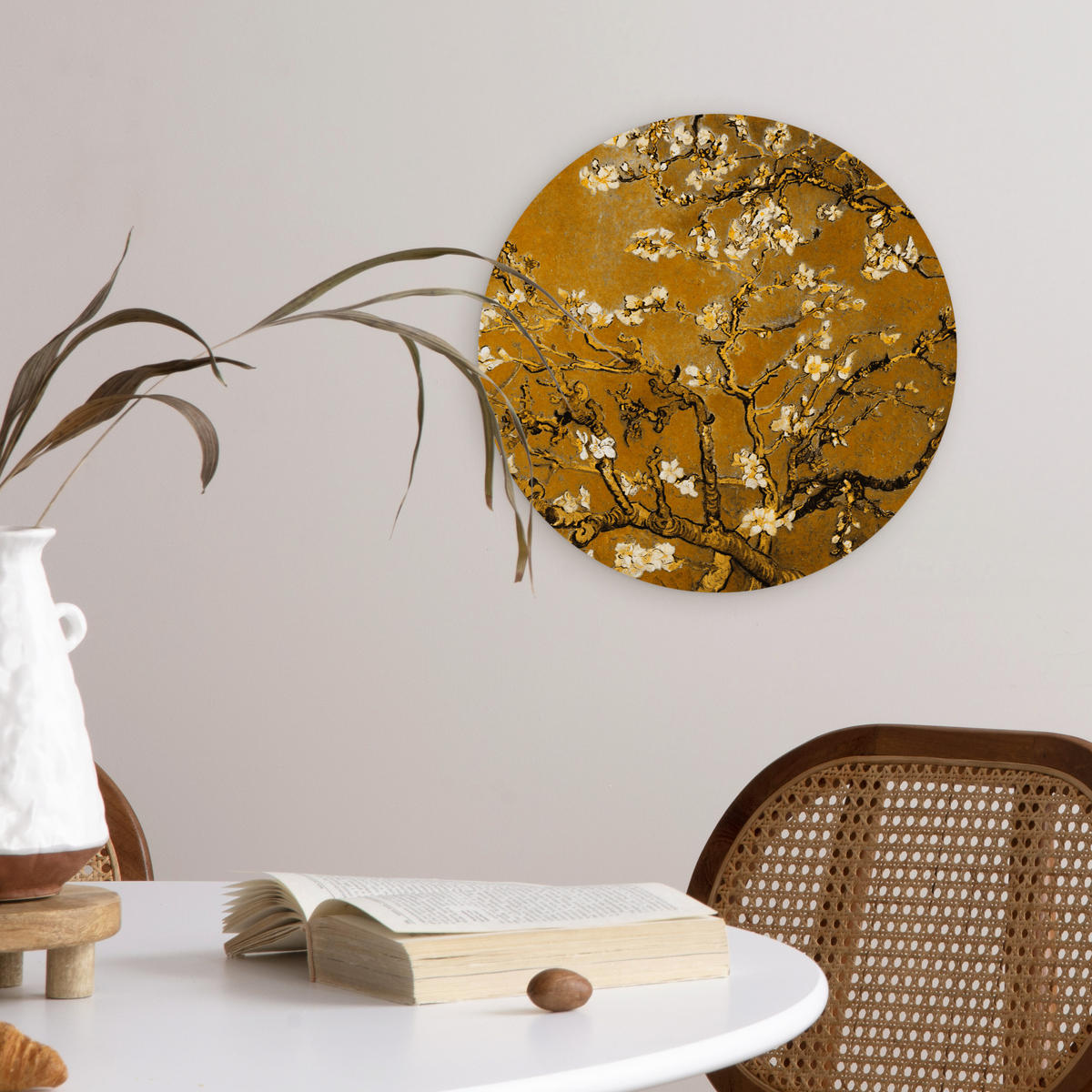 WANDBILD Mandelblüte - Kunst - Van Gogh - Gold 30x30 cm - Wengefarben, Kunststoff (30/30cm) - MuchoWow