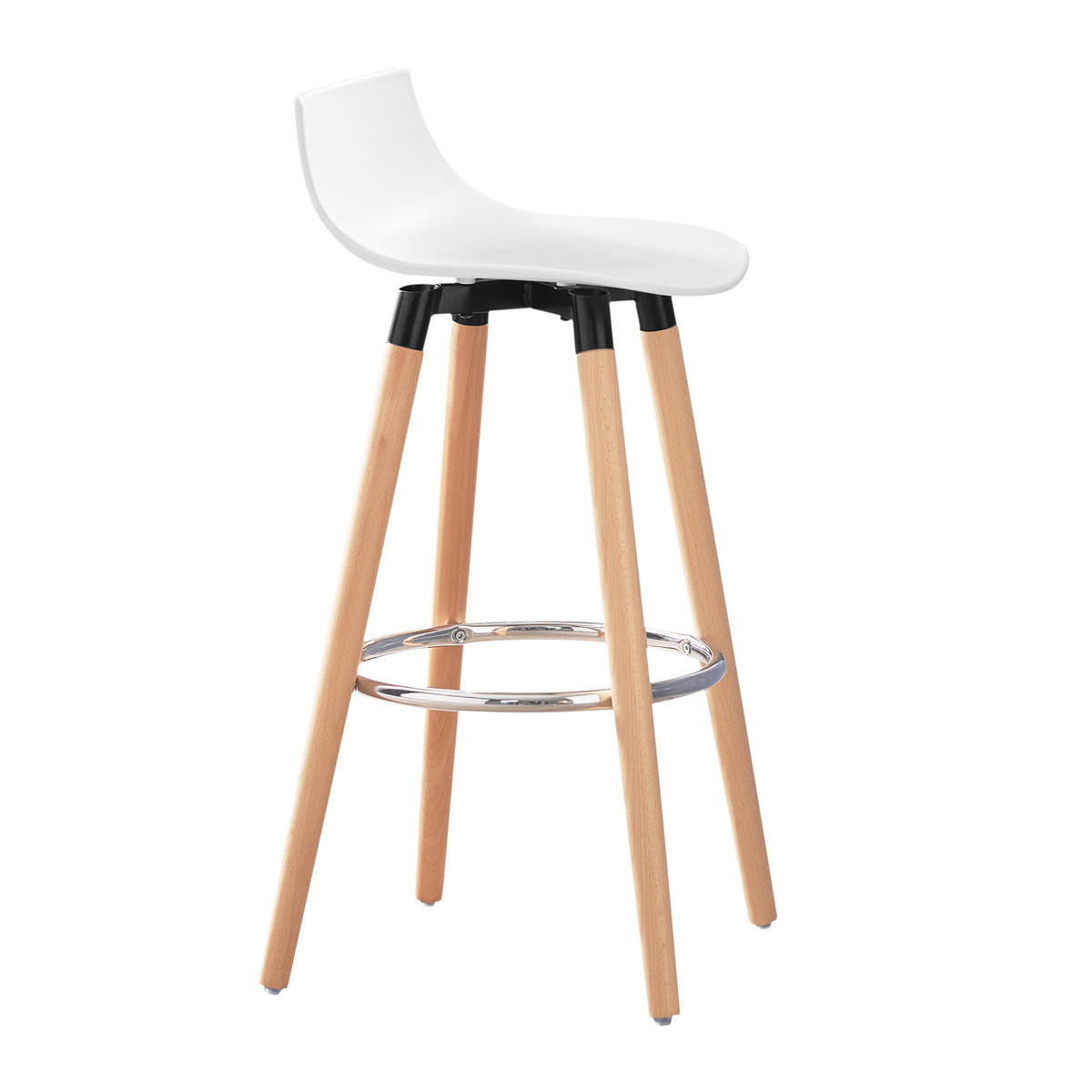 BARHOCKER Buche Weiß - Weiß/Braun, Holzwerkstoff/Kunststoff (40/84/41cm) - SoBuy