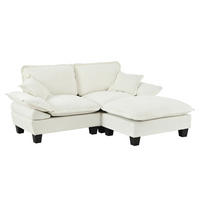 ECKSOFA 194/151/90 cm mit beweglicher Ottomane, Chenille-Bezug und 2 Kissen, Beige - Beige, Textil (194/151cm) - Redom
