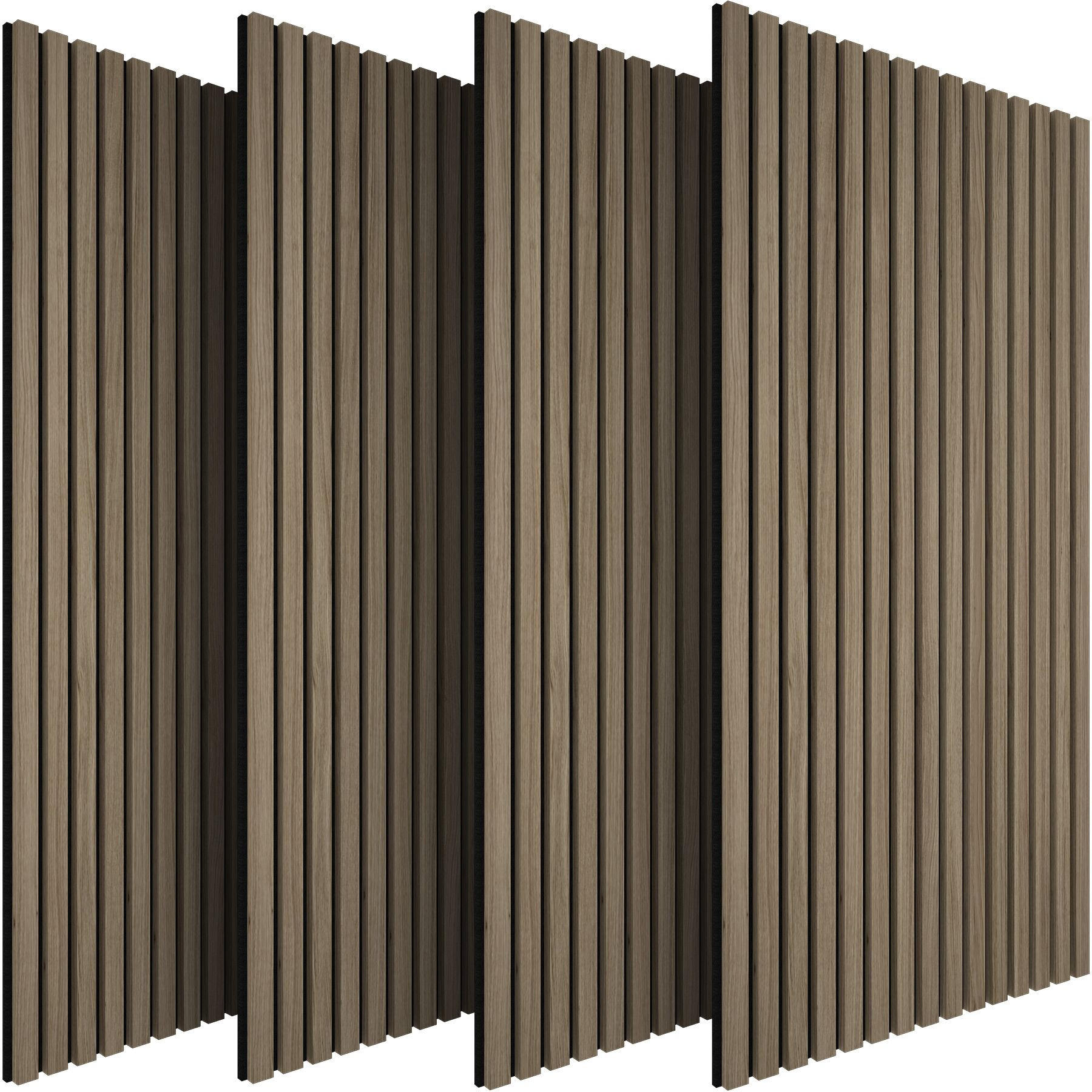 AKUSTIKPANEELE 4er Set Sonic Wall,je 60 x 120 x 2,1 cm, Größe flexibel anpassbar,Eiche dunkel - Wildeiche, Holz (60/120/120cm) - tectake