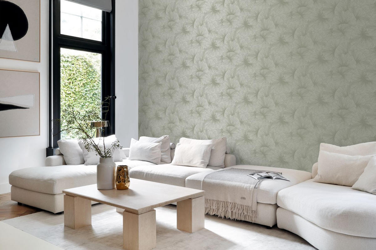 TAPETE 3D Muster Blätter 53 cm x 10.05 m - Grün, Papier (53/1000cm) - Origin Wallcoverings