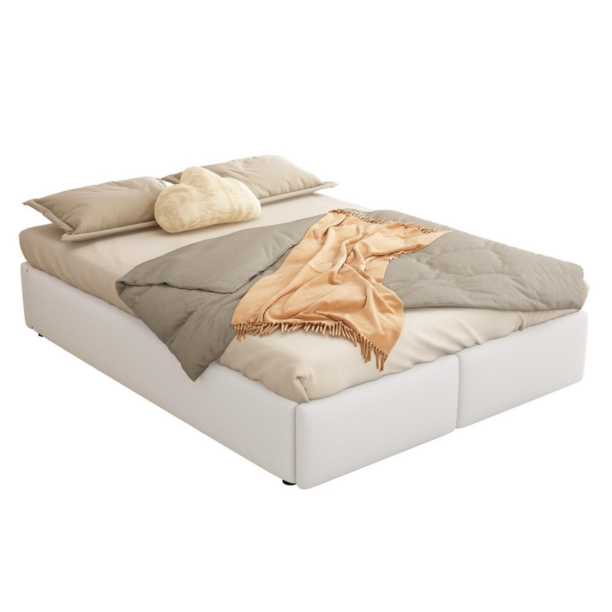 POLSTERBETT 140x200cm Weiß Plattformbett ohne Kopfteil Hydraulik 2 Schubladen - Weiß, Holz (140/200cm) - FLIEKS